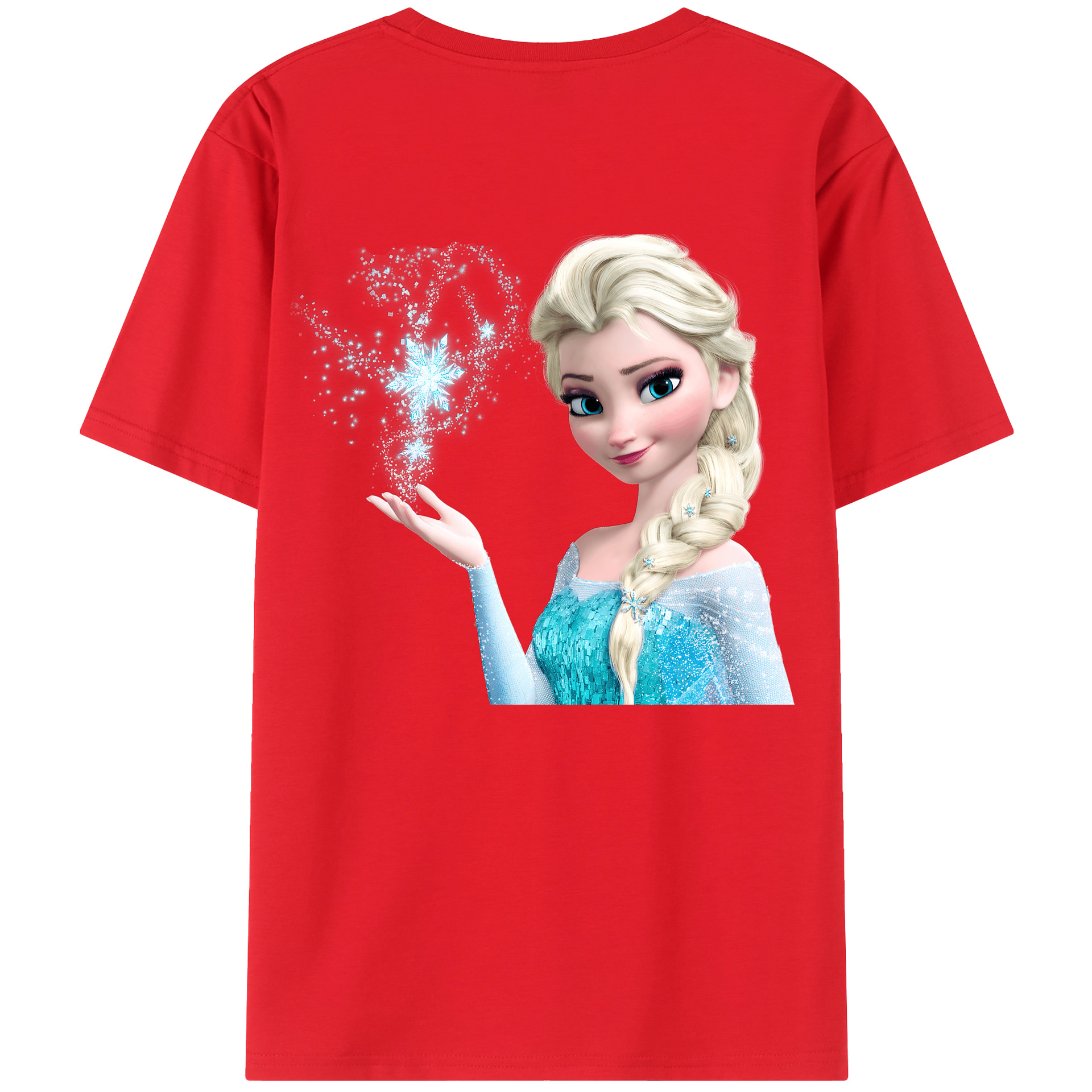 （画像用） アナと雪の女王 アンナ エルサ Frozen Anna Elsa 綿100％ メンズ半袖Tシャツ（バックプリント） 通気性