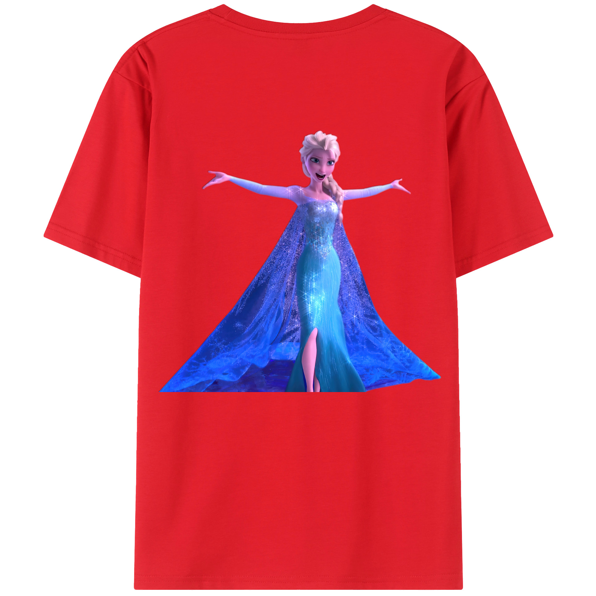 （画像用） アナと雪の女王 アンナ エルサ Frozen Anna Elsa 綿100％ メンズ半袖Tシャツ（バックプリント） 通気性