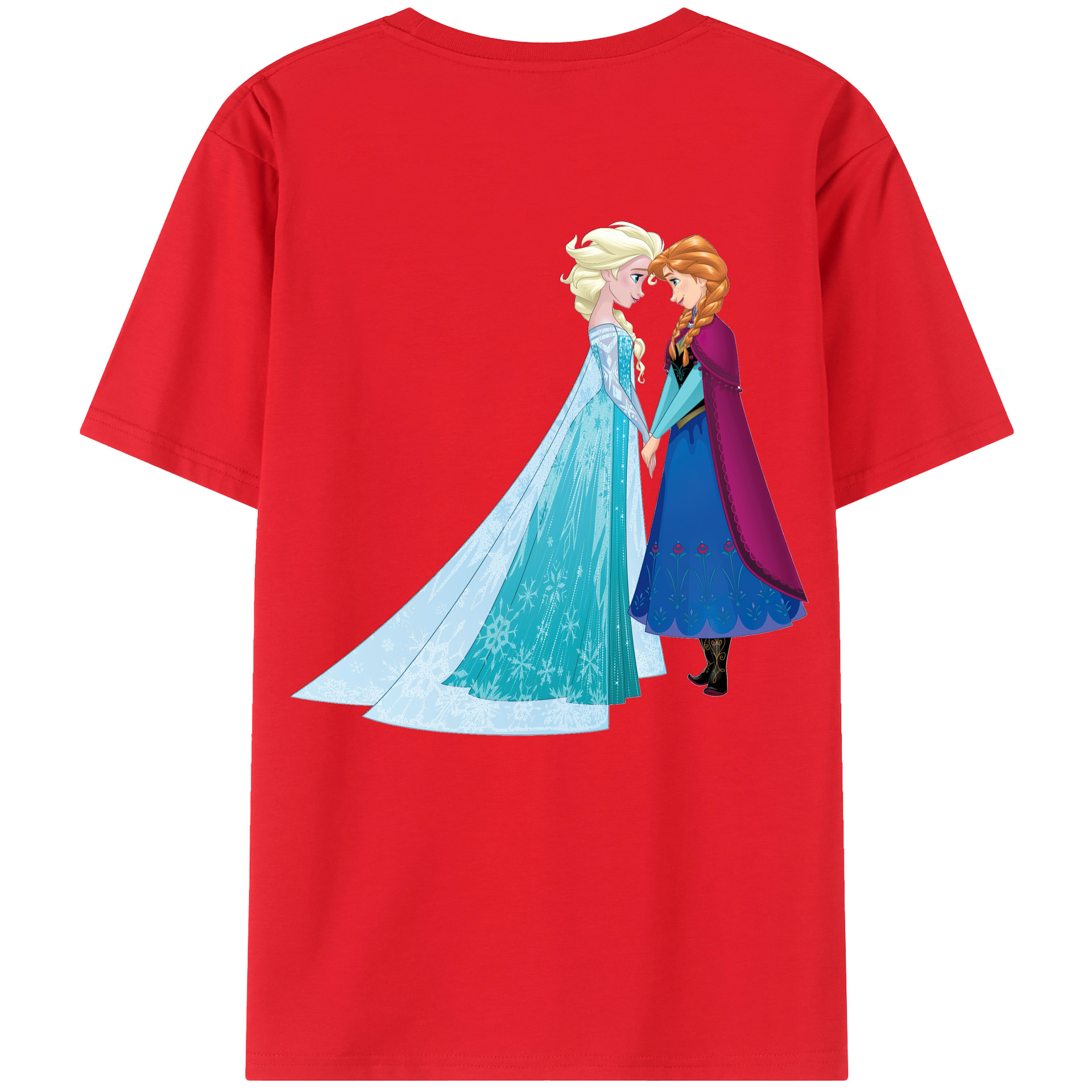（画像用） アナと雪の女王 アンナ エルサ Frozen Anna Elsa 綿100％ メンズ半袖Tシャツ（バックプリント） 通気性
