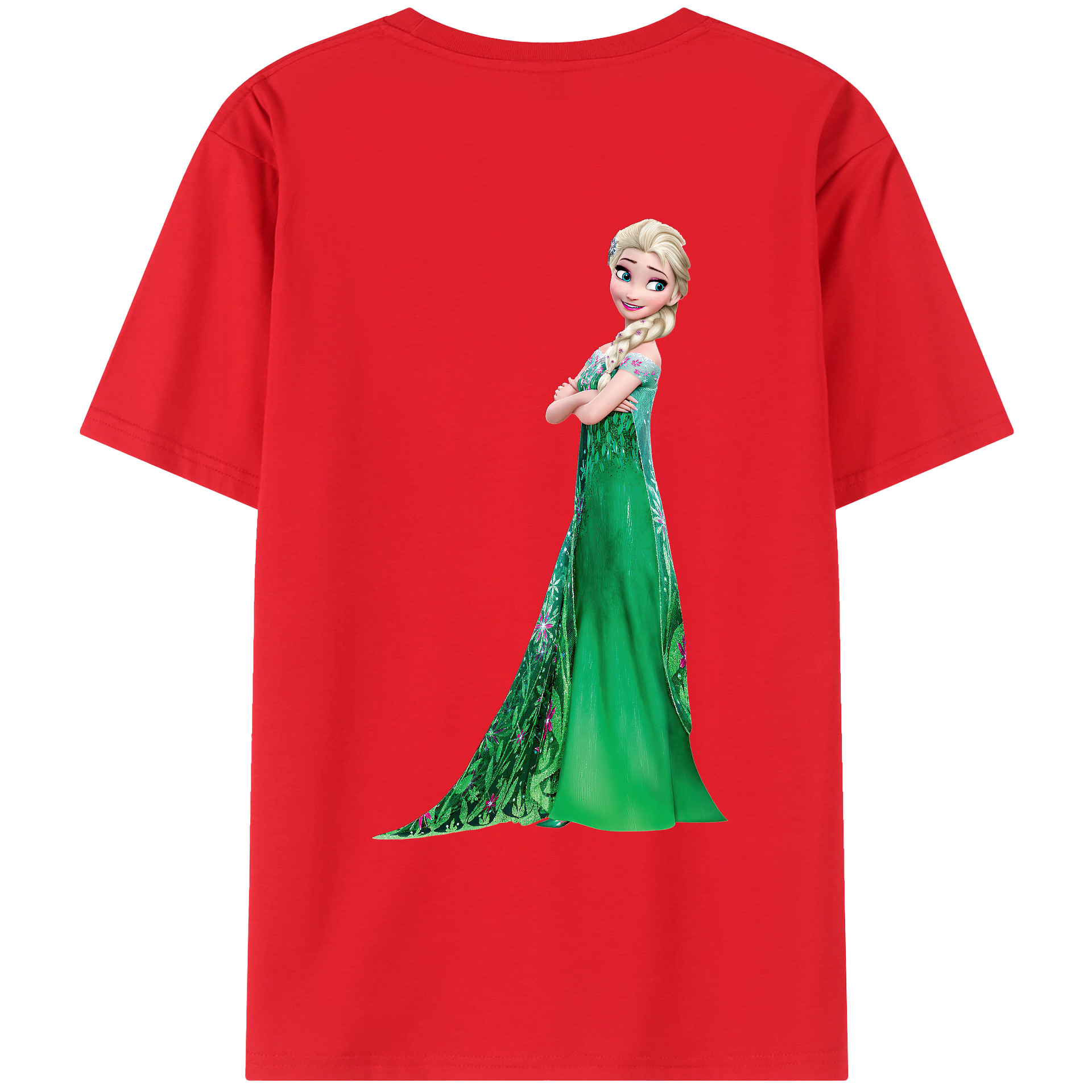 （画像用） アナと雪の女王 アンナ エルサ Frozen Anna Elsa 綿100％ メンズ半袖Tシャツ（バックプリント） 通気性