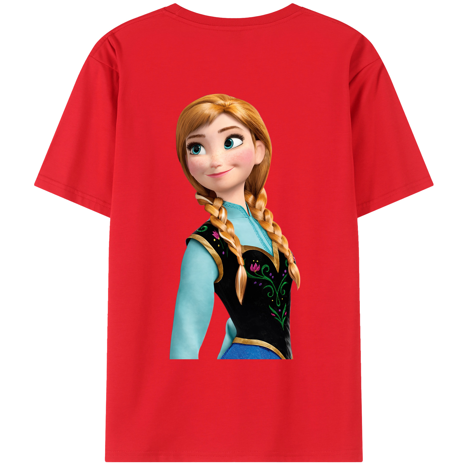 （画像用） アナと雪の女王 アンナ エルサ Frozen Anna Elsa 綿100％ メンズ半袖Tシャツ（バックプリント） 通気性