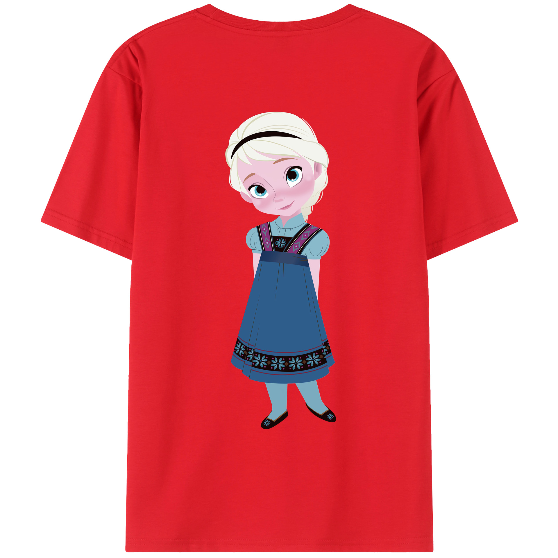 （画像用） アナと雪の女王 アンナ エルサ Frozen Anna Elsa 綿100％ メンズ半袖Tシャツ（バックプリント） 通気性