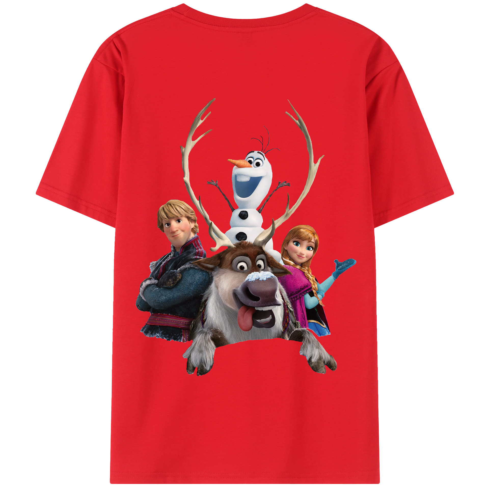 （画像用） アナと雪の女王 アンナ エルサ Frozen Anna Elsa 綿100％ メンズ半袖Tシャツ（バックプリント） 通気性