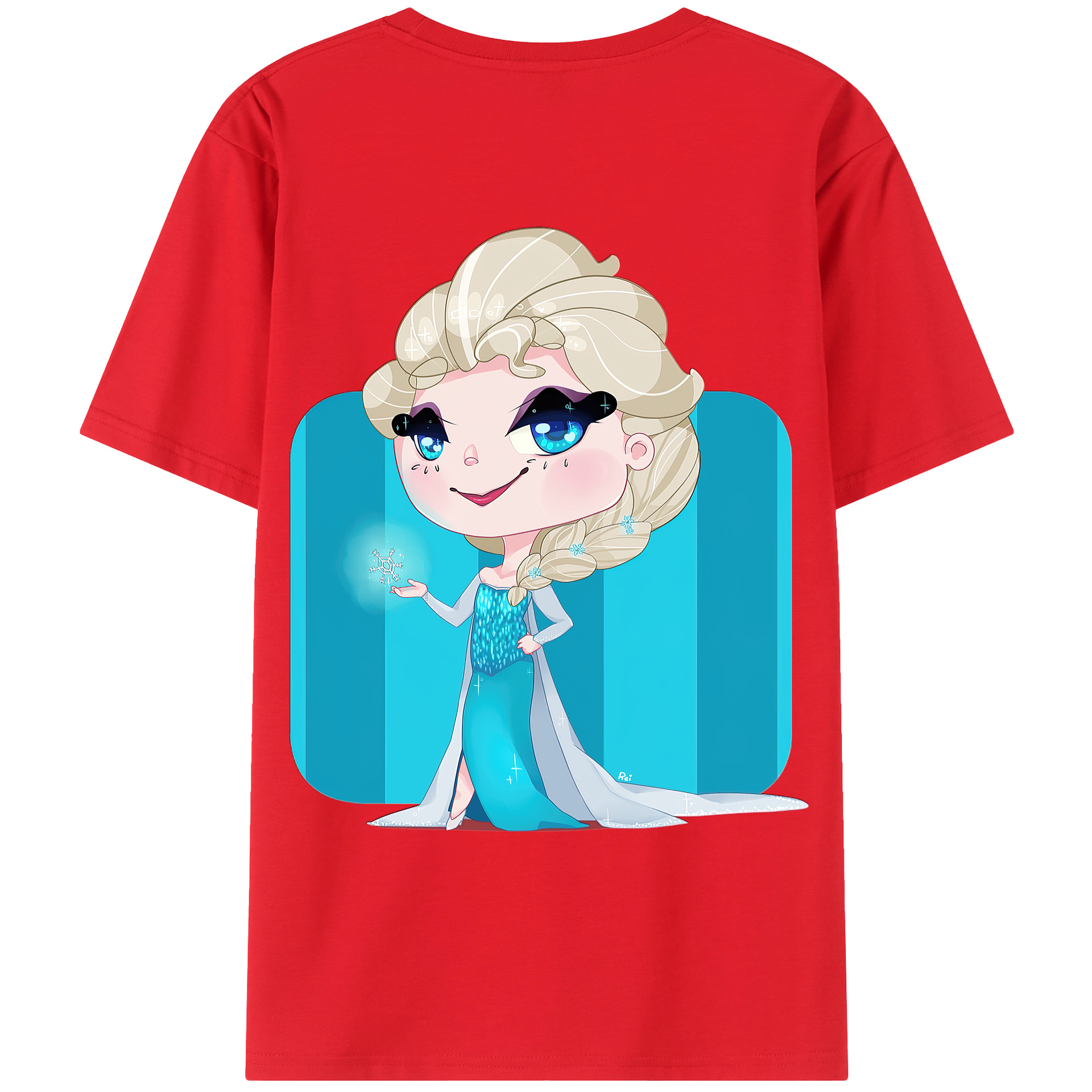 （画像用） アナと雪の女王 アンナ エルサ Frozen Anna Elsa 綿100％ メンズ半袖Tシャツ（バックプリント） 通気性