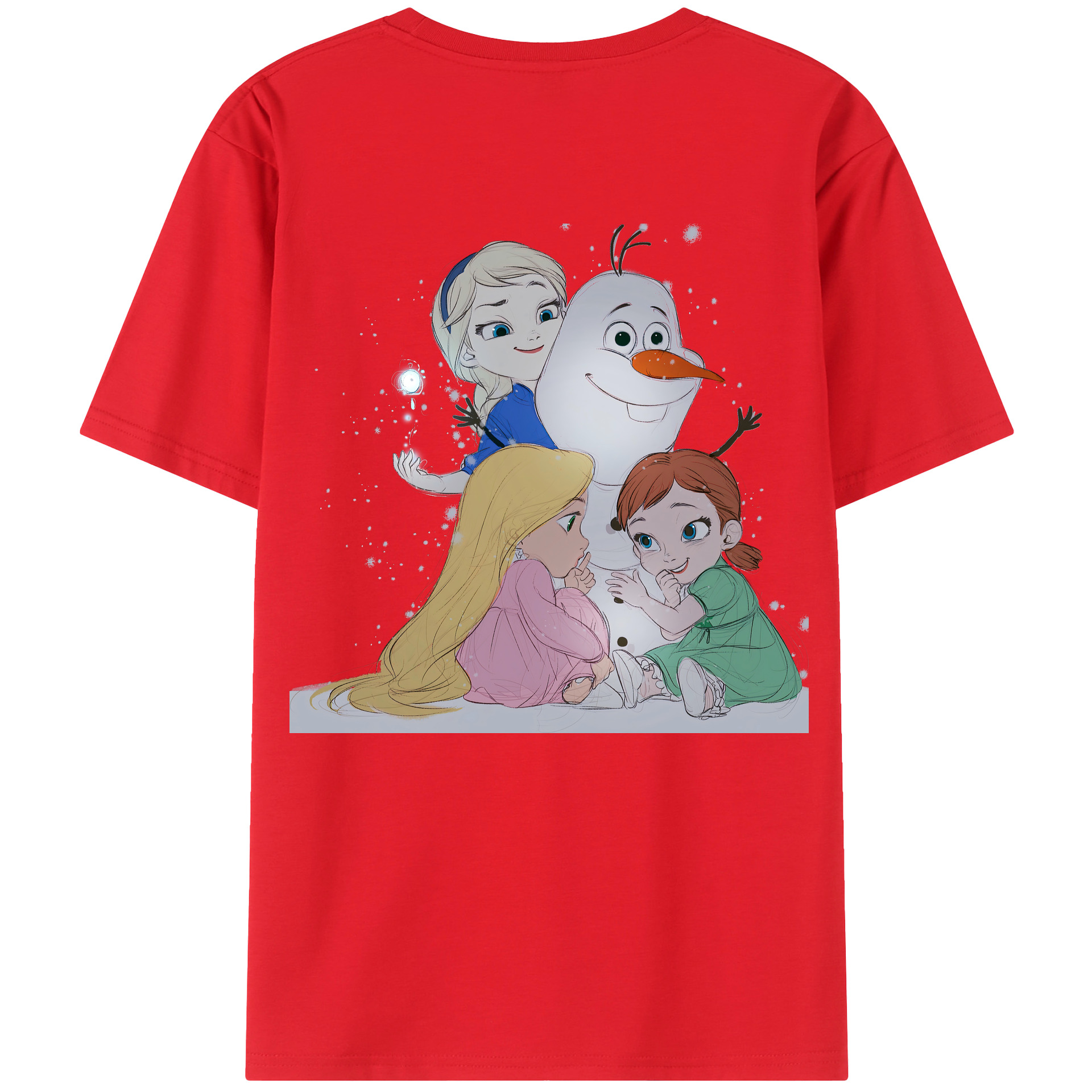 （画像用） アナと雪の女王 アンナ エルサ Frozen Anna Elsa 綿100％ メンズ半袖Tシャツ（バックプリント） 通気性