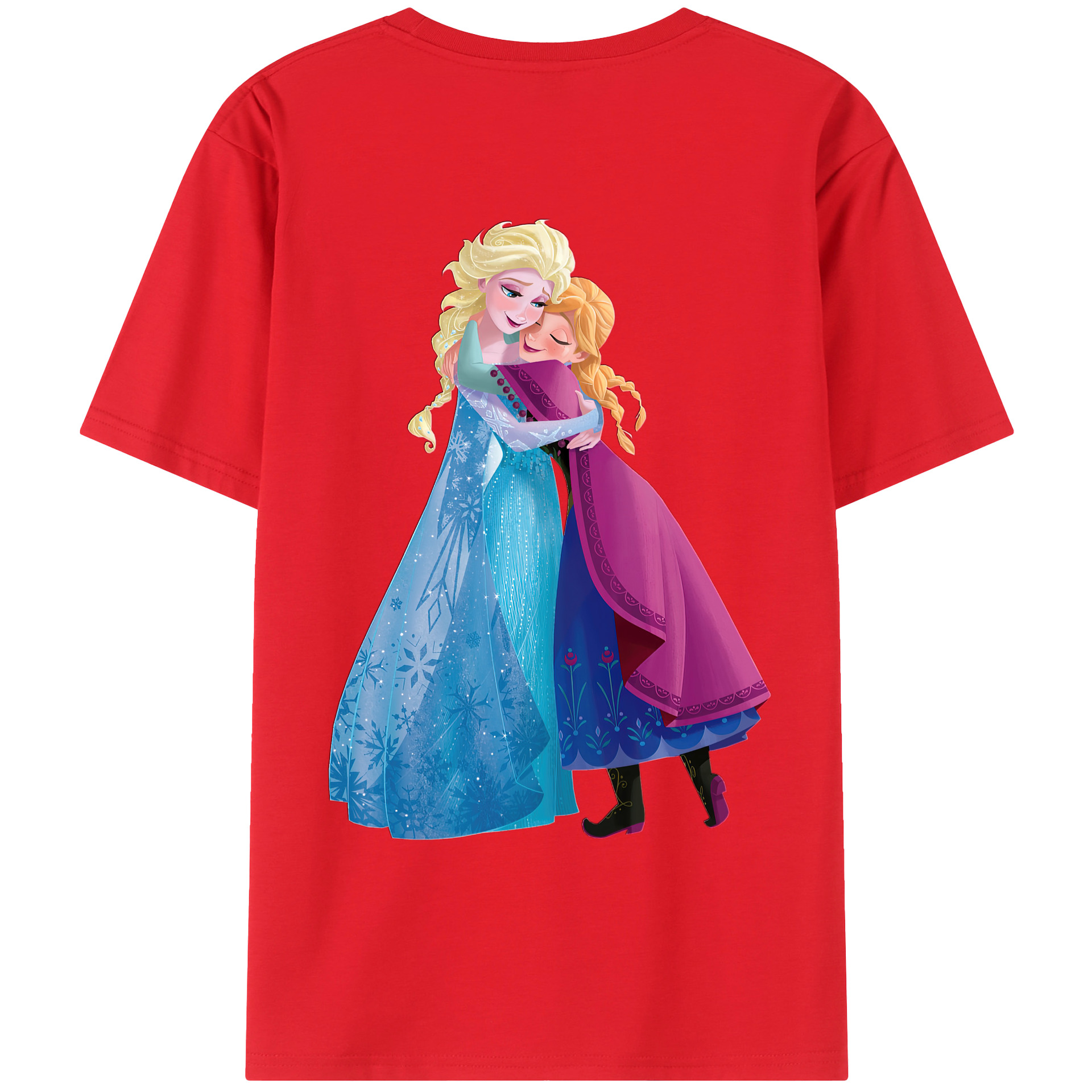 （画像用） アナと雪の女王 アンナ エルサ Frozen Anna Elsa 綿100％ メンズ半袖Tシャツ（バックプリント） 通気性