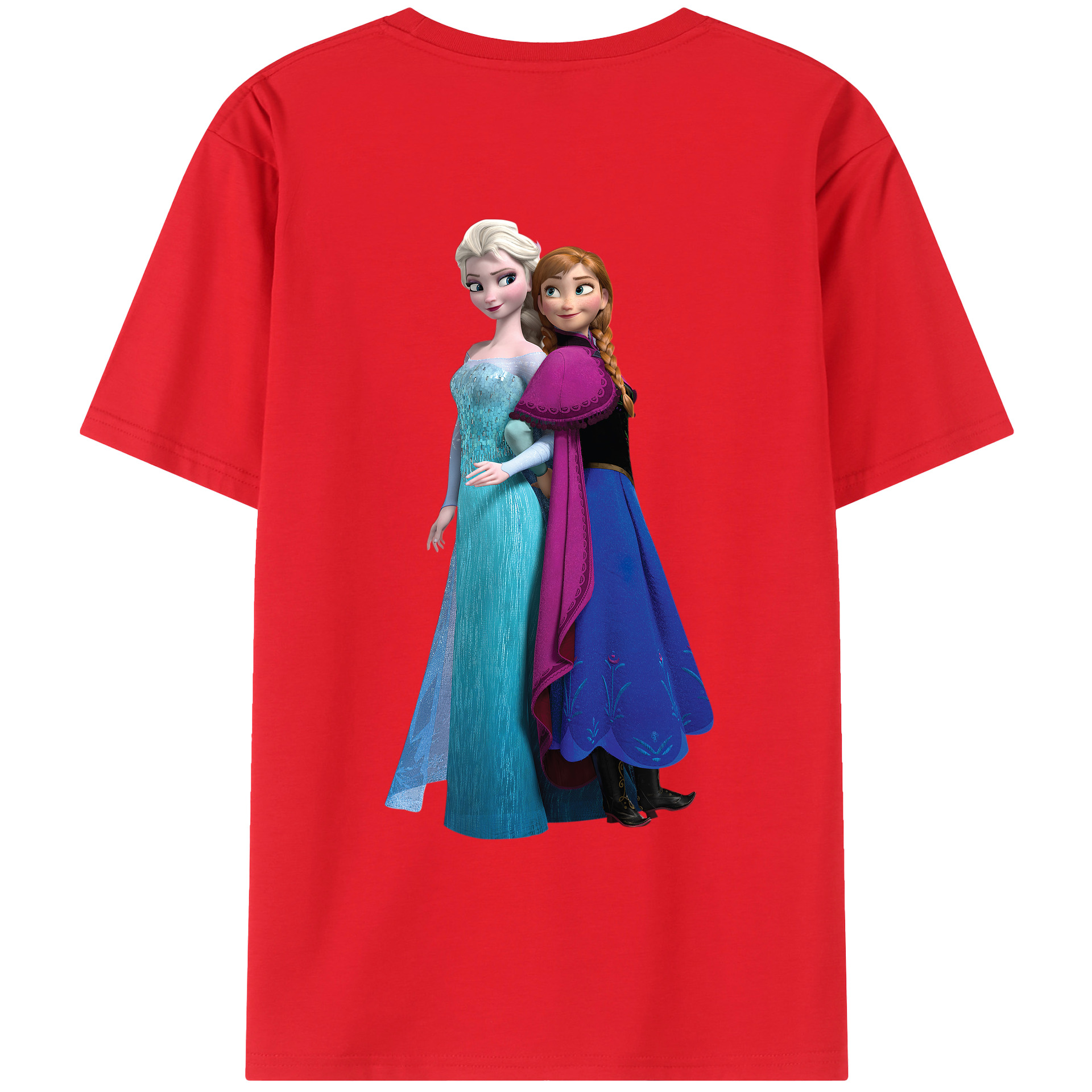 （画像用） アナと雪の女王 アンナ エルサ Frozen Anna Elsa 綿100％ メンズ半袖Tシャツ（バックプリント） 通気性