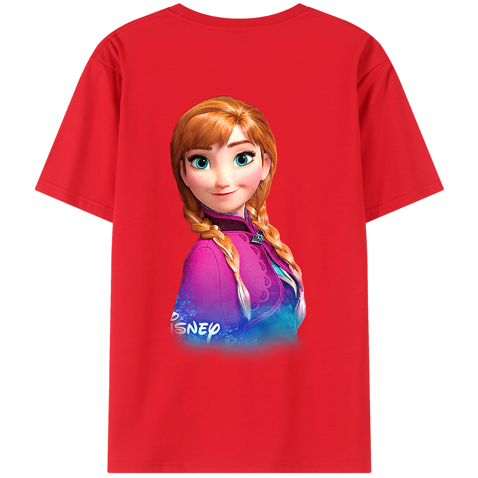 （画像用） アナと雪の女王 アンナ エルサ Frozen Anna Elsa 綿100％ メンズ半袖Tシャツ（バックプリント） 通気性