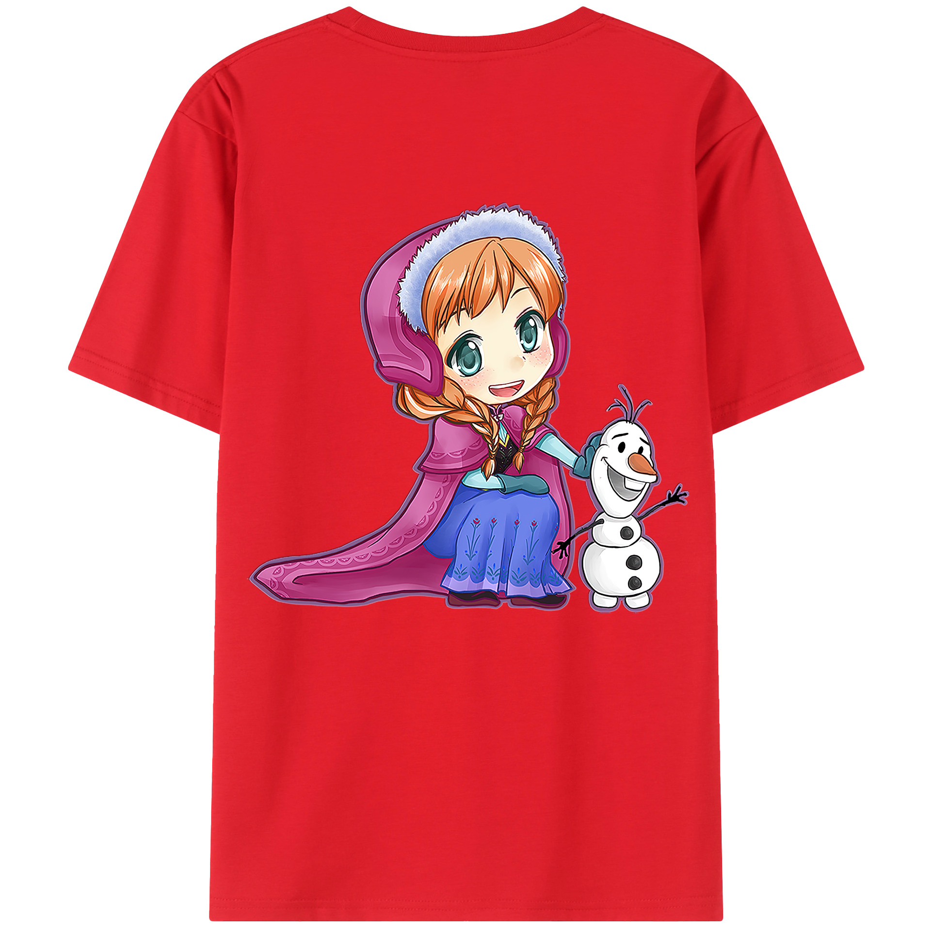 （画像用） アナと雪の女王 アンナ エルサ Frozen Anna Elsa 綿100％ メンズ半袖Tシャツ（バックプリント） 通気性