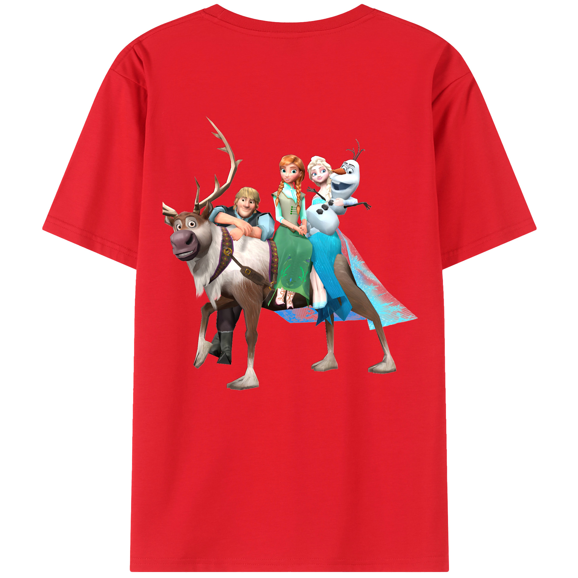 （画像用） アナと雪の女王 アンナ エルサ Frozen Anna Elsa 綿100％ メンズ半袖Tシャツ（バックプリント） 通気性