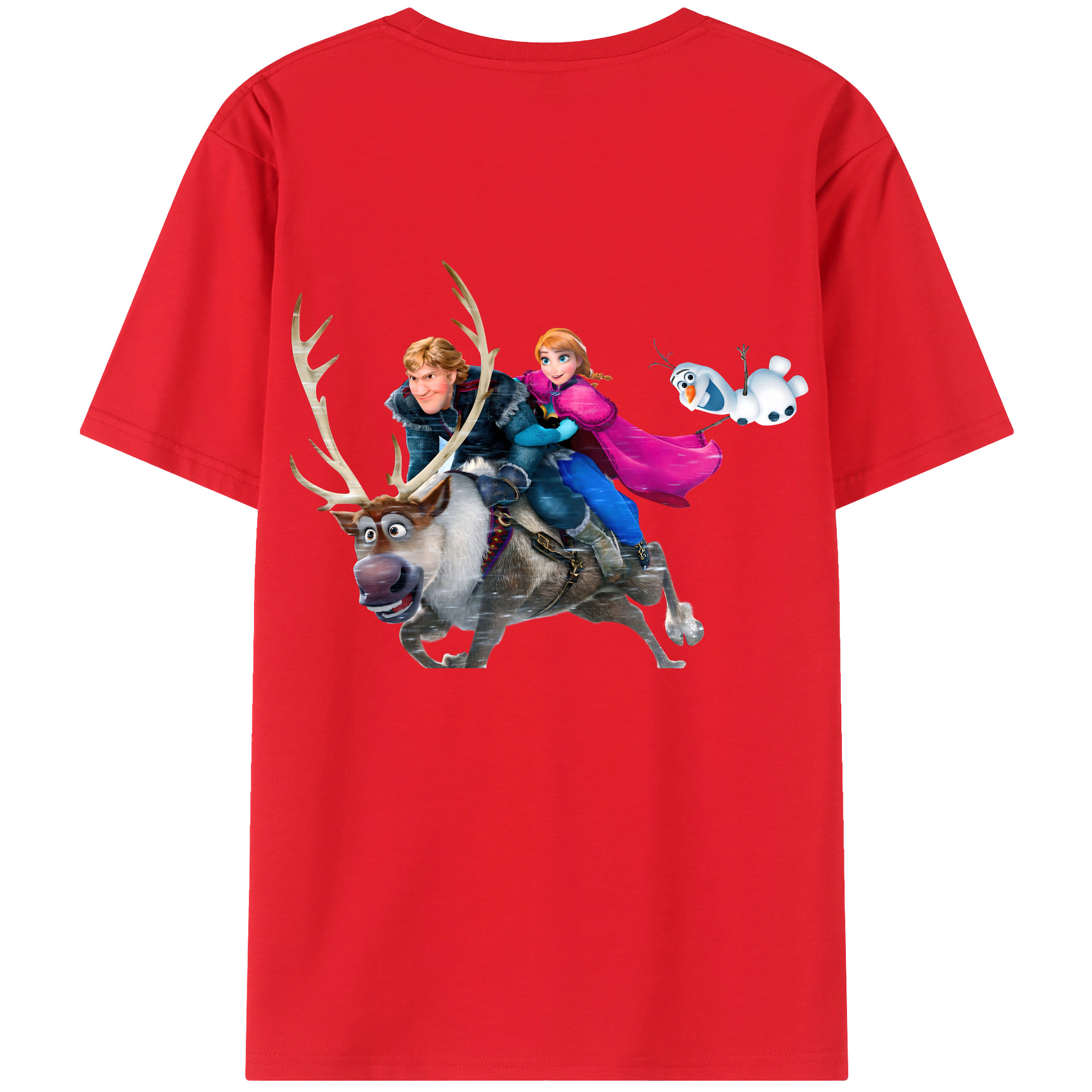 （画像用） アナと雪の女王 アンナ エルサ Frozen Anna Elsa 綿100％ メンズ半袖Tシャツ（バックプリント） 通気性