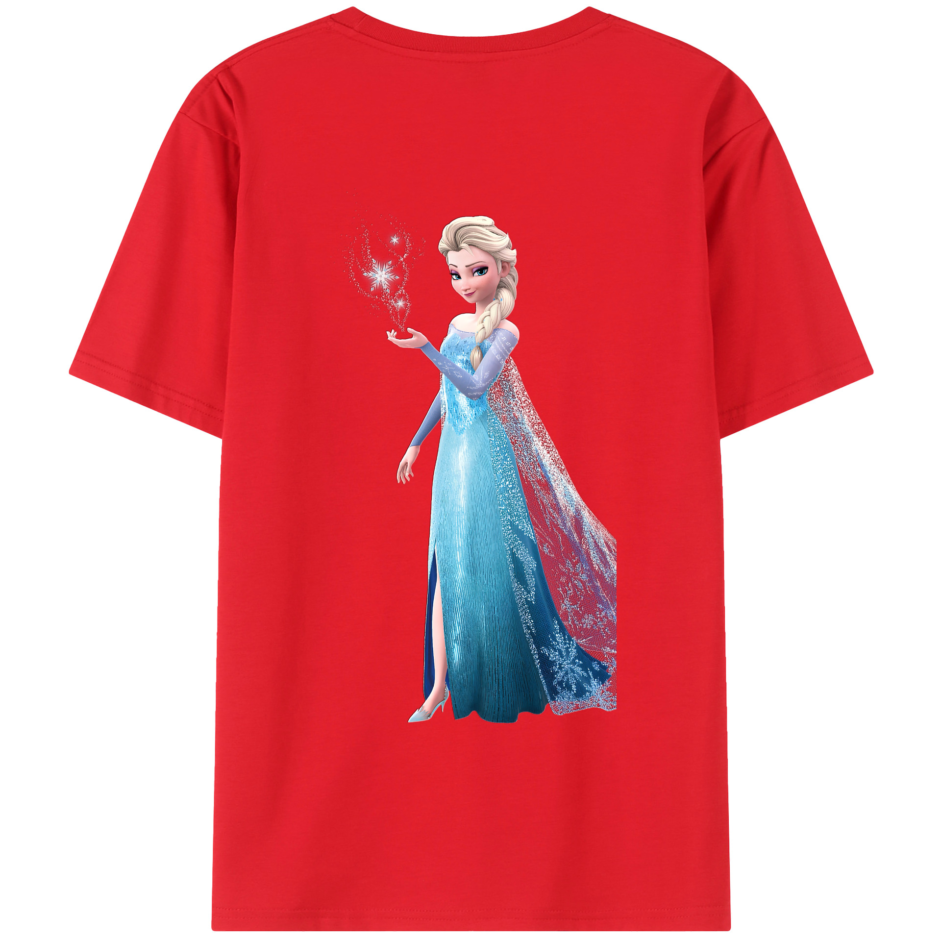（画像用） アナと雪の女王 アンナ エルサ Frozen Anna Elsa 綿100％ メンズ半袖Tシャツ（バックプリント） 通気性