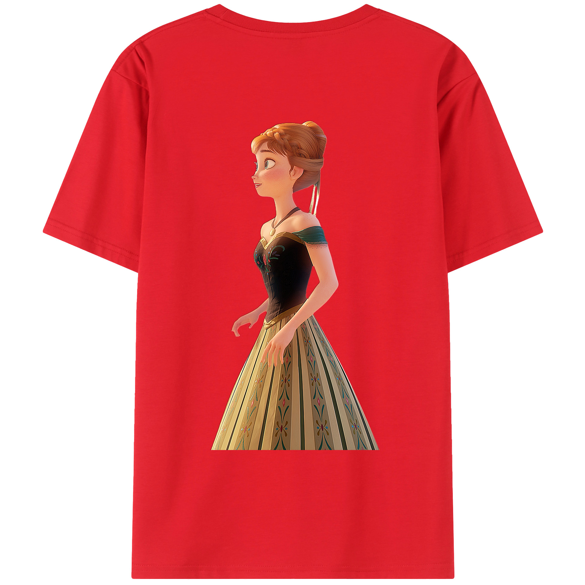 （画像用） アナと雪の女王 アンナ エルサ Frozen Anna Elsa 綿100％ メンズ半袖Tシャツ（バックプリント） 通気性