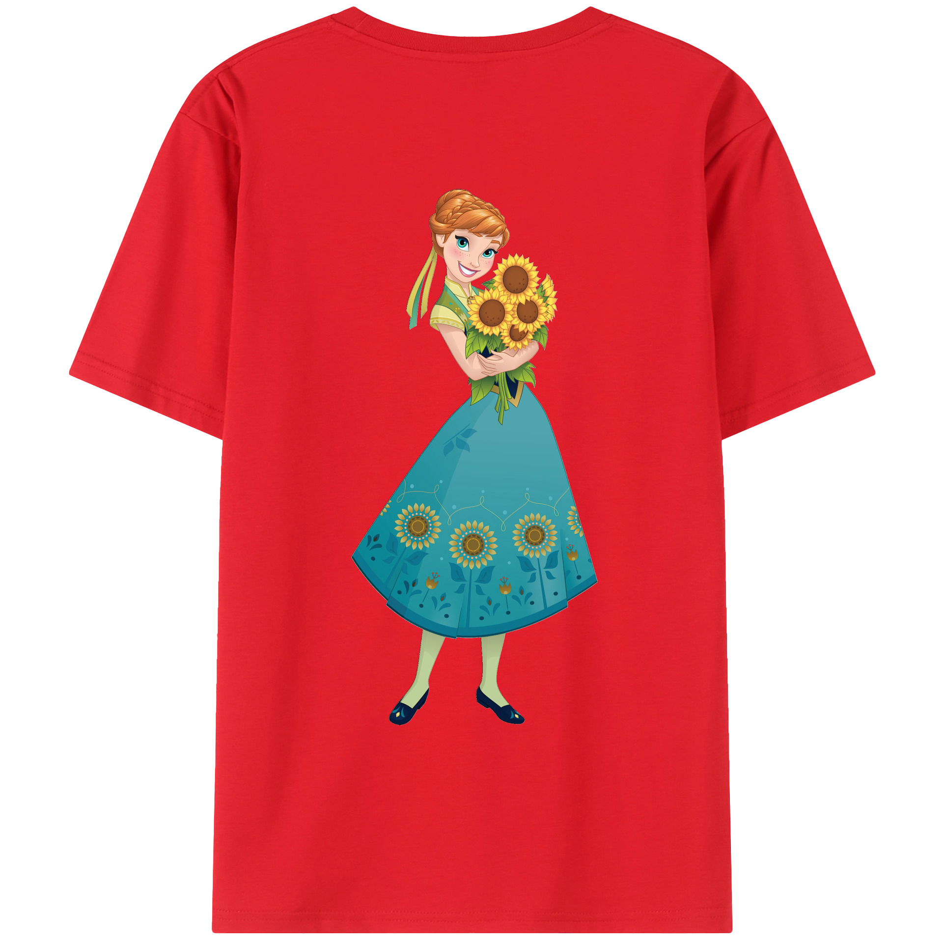 （画像用） アナと雪の女王 アンナ エルサ Frozen Anna Elsa 綿100％ メンズ半袖Tシャツ（バックプリント） 通気性