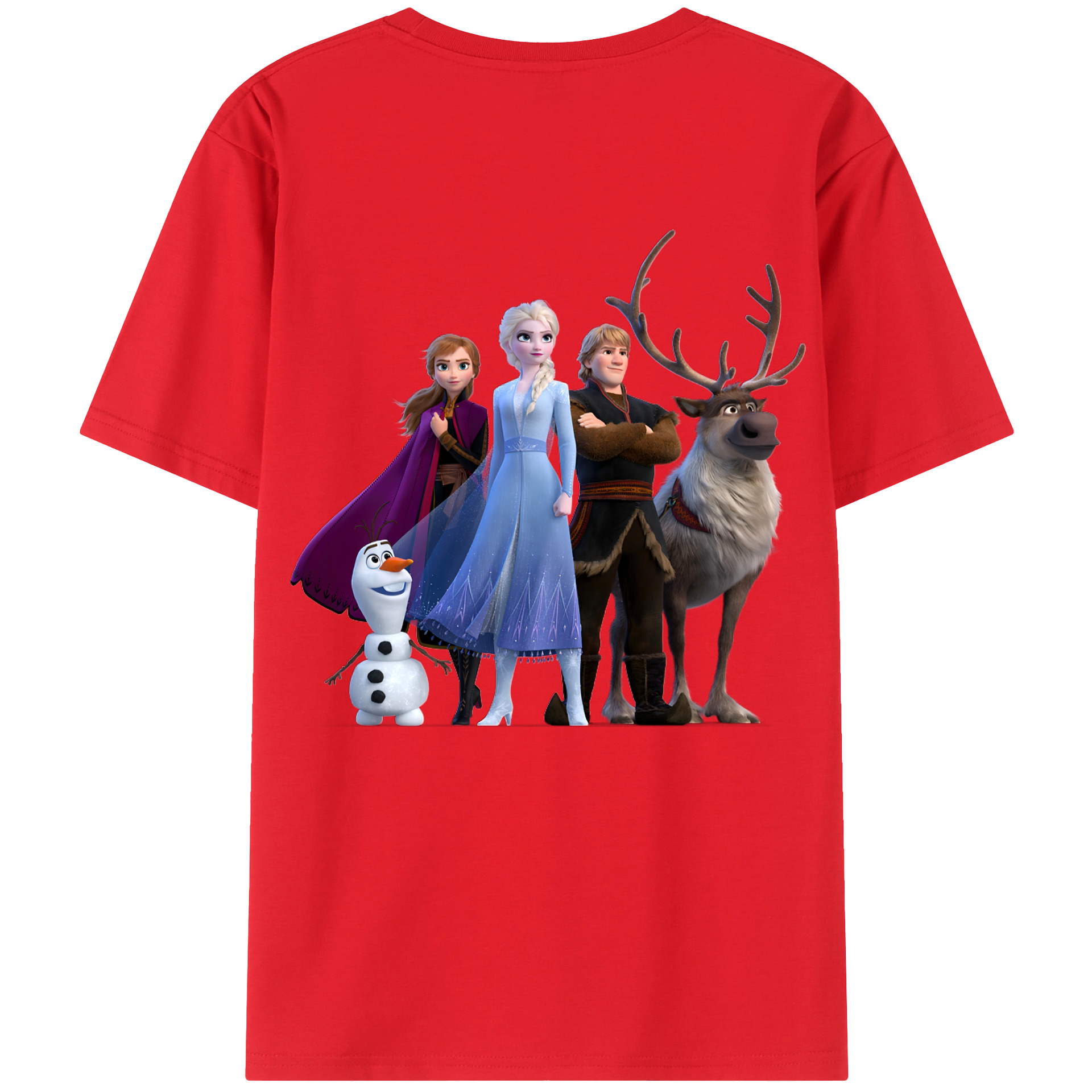 （画像用） アナと雪の女王 アンナ エルサ Frozen Anna Elsa 綿100％ メンズ半袖Tシャツ（バックプリント） 通気性