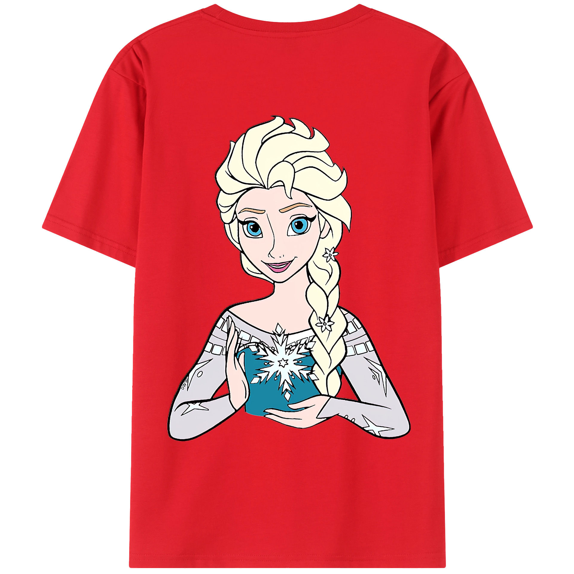 （画像用） アナと雪の女王 アンナ エルサ Frozen Anna Elsa 綿100％ メンズ半袖Tシャツ（バックプリント） 通気性