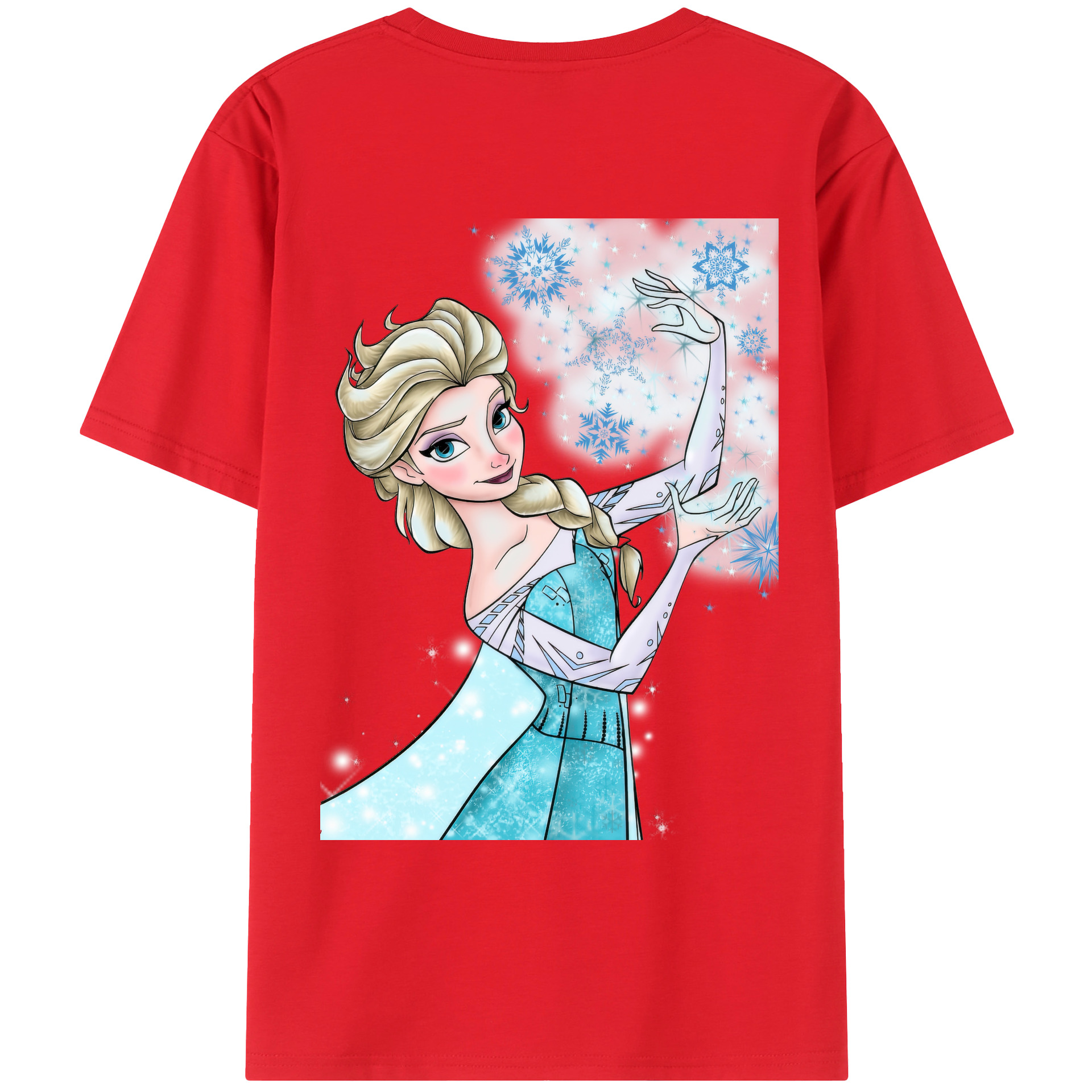 （画像用） アナと雪の女王 アンナ エルサ Frozen Anna Elsa 綿100％ メンズ半袖Tシャツ（バックプリント） 通気性