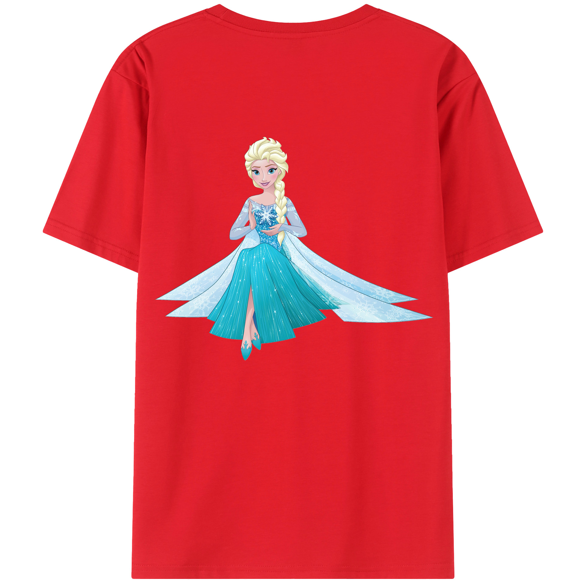 （画像用） アナと雪の女王 アンナ エルサ Frozen Anna Elsa 綿100％ メンズ半袖Tシャツ（バックプリント） 通気性