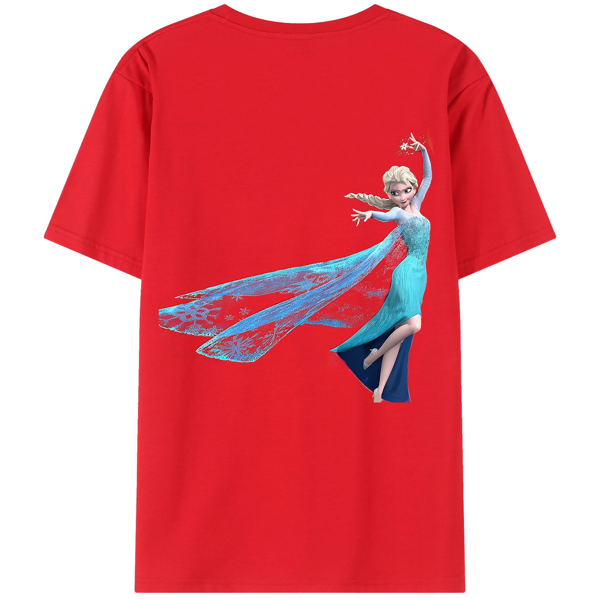 （画像用） アナと雪の女王 アンナ エルサ Frozen Anna Elsa 綿100％ メンズ半袖Tシャツ（バックプリント） 通気性