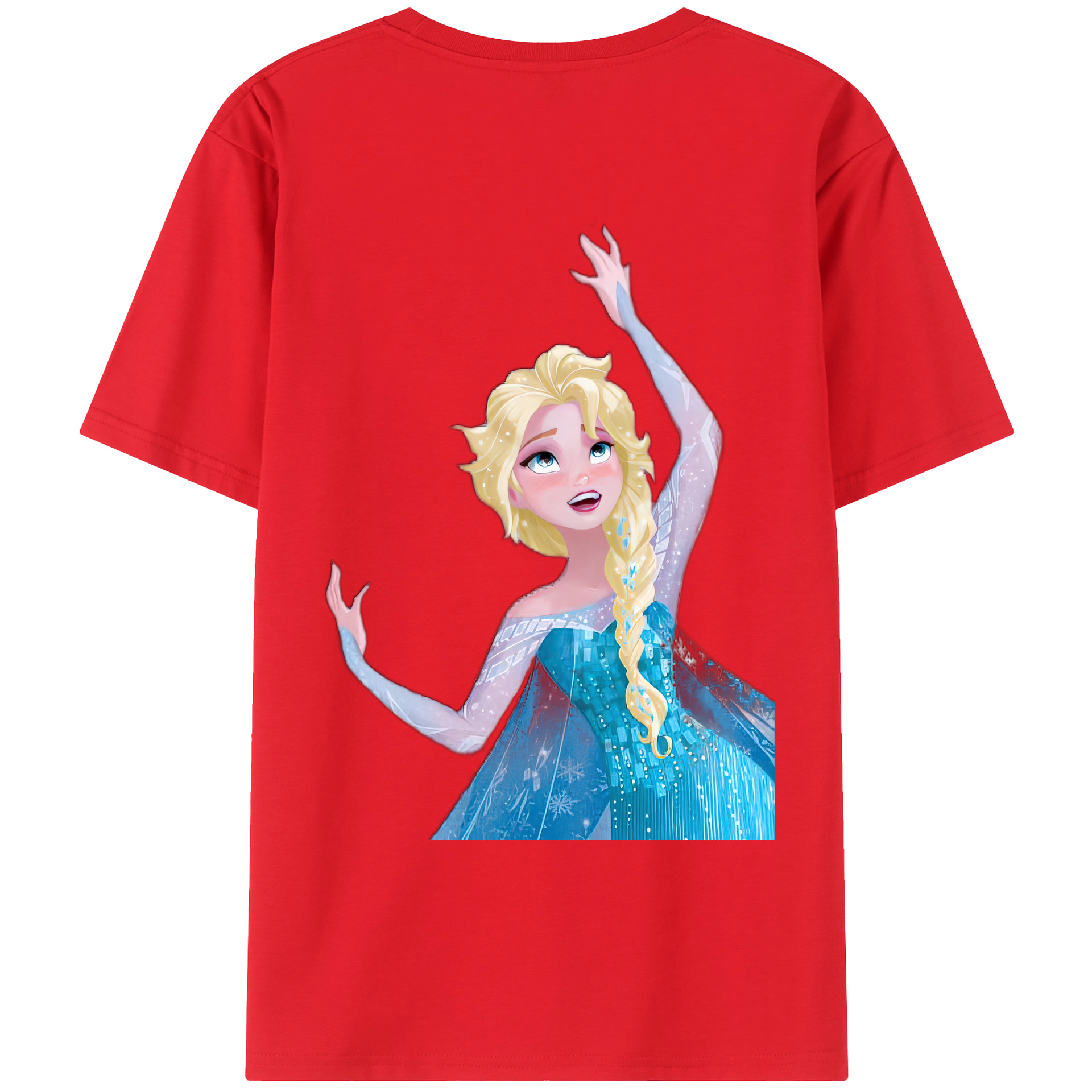 （画像用） アナと雪の女王 アンナ エルサ Frozen Anna Elsa 綿100％ メンズ半袖Tシャツ（バックプリント） 通気性