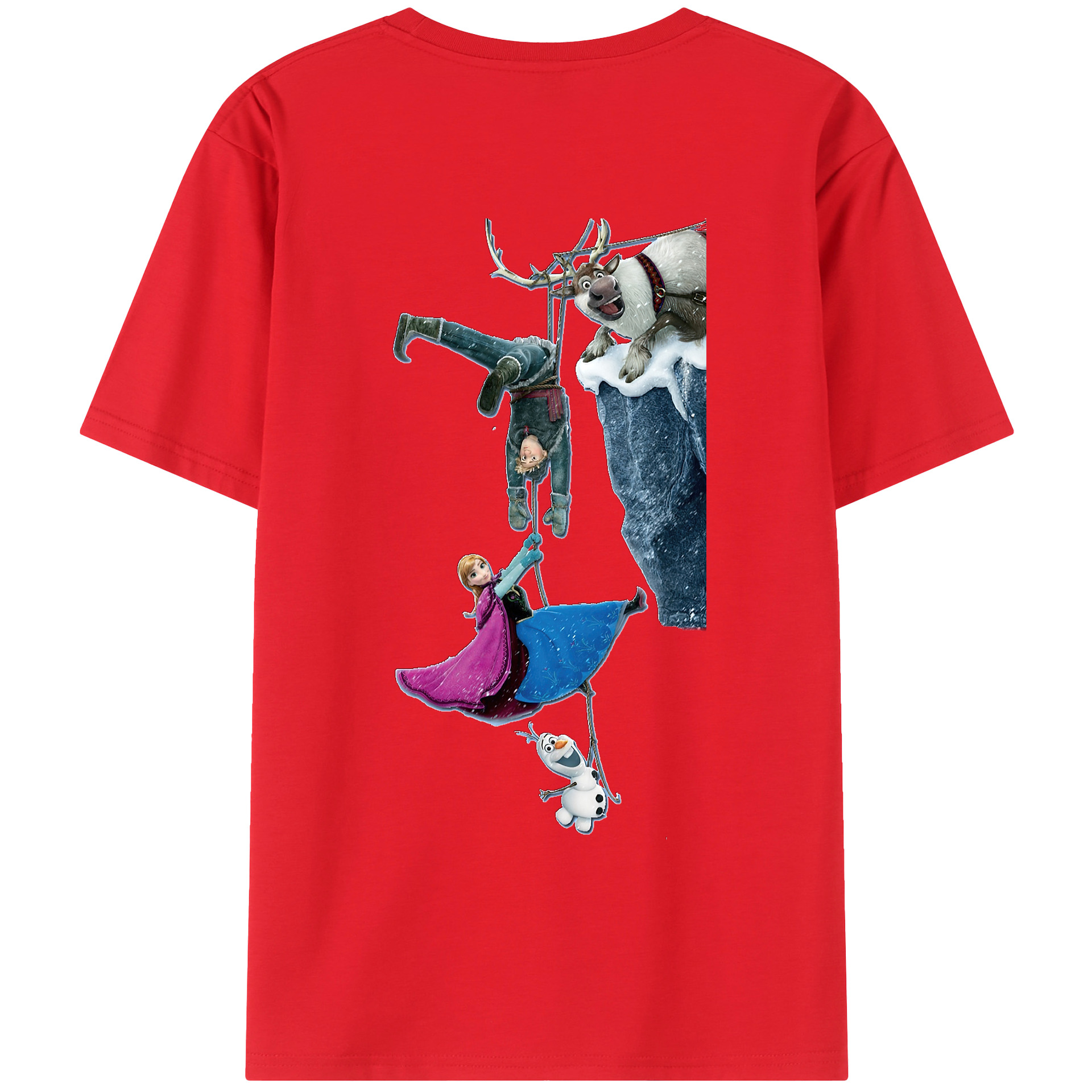（画像用） アナと雪の女王 アンナ エルサ Frozen Anna Elsa 綿100％ メンズ半袖Tシャツ（バックプリント） 通気性