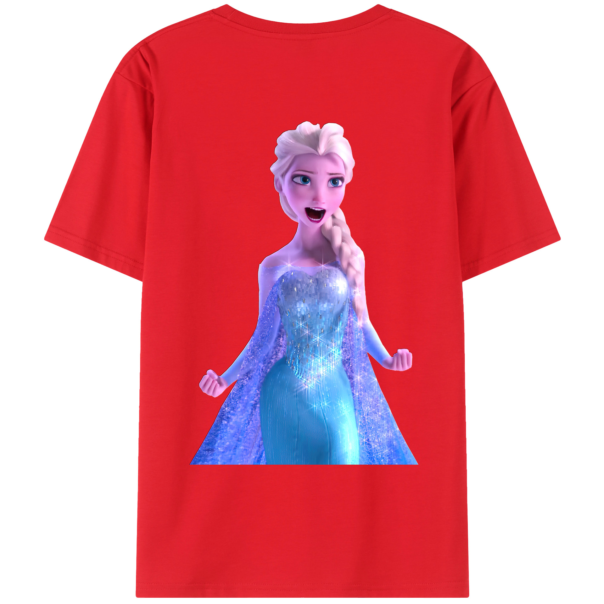 （画像用） アナと雪の女王 アンナ エルサ Frozen Anna Elsa 綿100％ メンズ半袖Tシャツ（バックプリント） 通気性