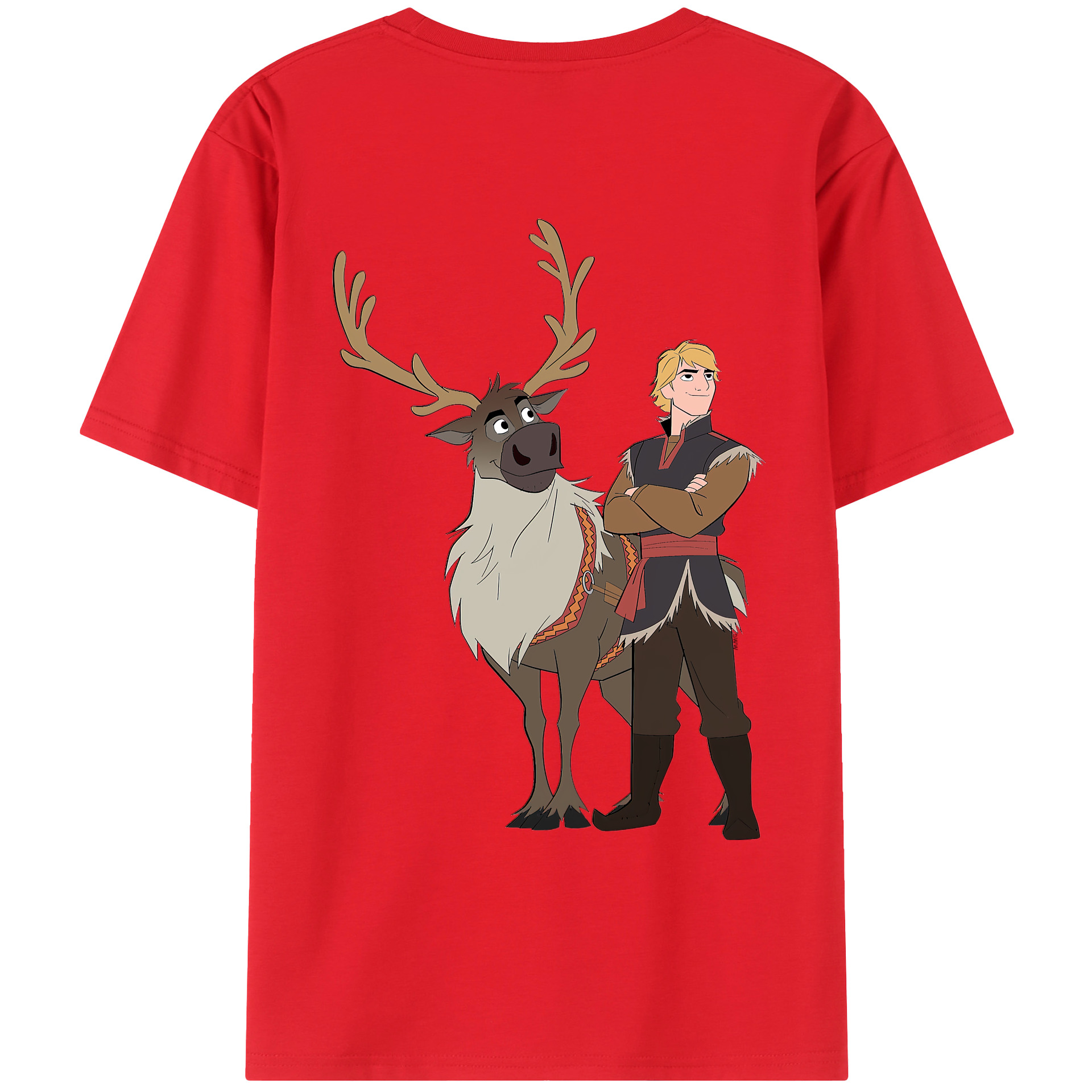 （画像用） アナと雪の女王 アンナ エルサ Frozen Anna Elsa 綿100％ メンズ半袖Tシャツ（バックプリント） 通気性