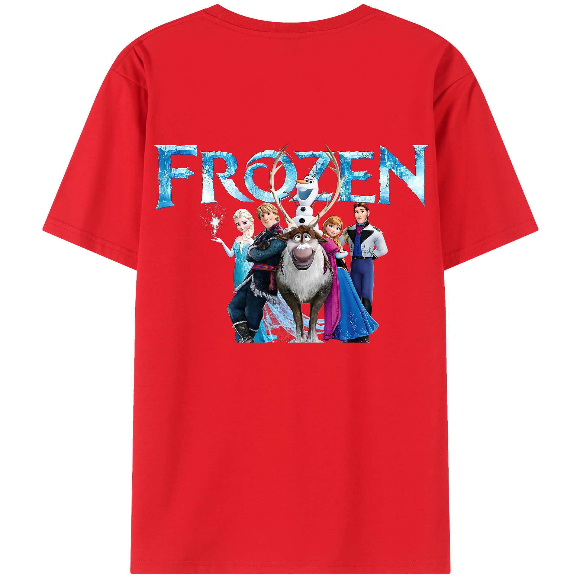（画像用） アナと雪の女王 アンナ エルサ Frozen Anna Elsa 綿100％ メンズ半袖Tシャツ（バックプリント） 通気性