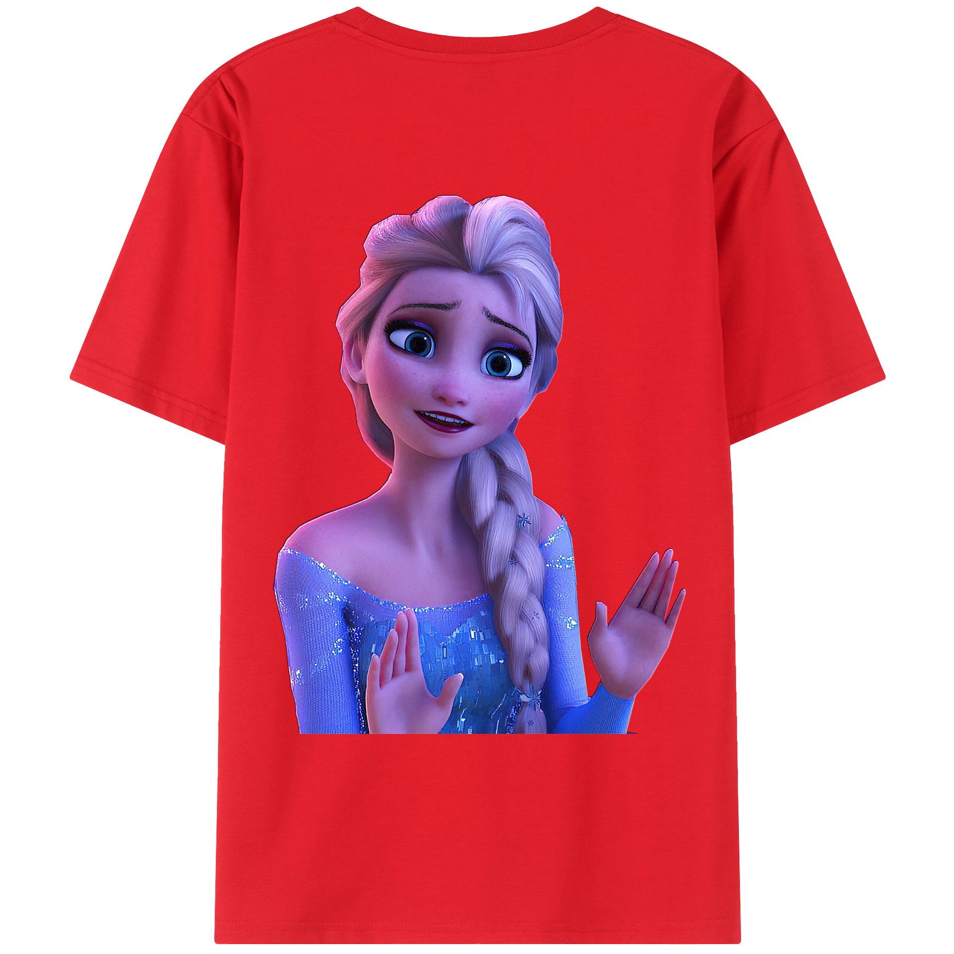 （画像用） アナと雪の女王 アンナ エルサ Frozen Anna Elsa 綿100％ メンズ半袖Tシャツ（バックプリント） 通気性