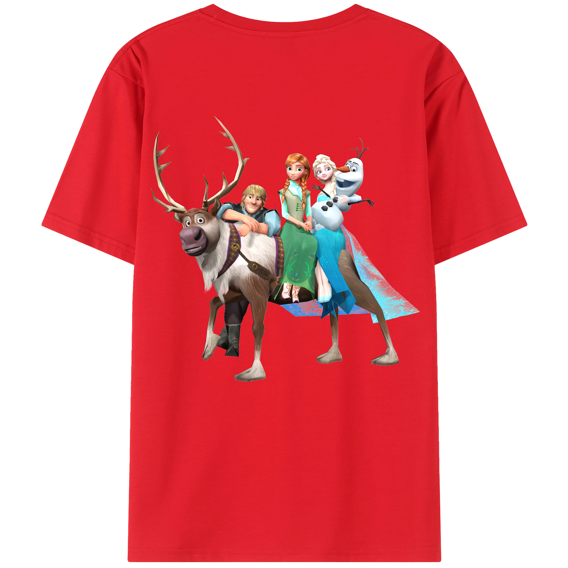 （画像用） アナと雪の女王 アンナ エルサ Frozen Anna Elsa 綿100％ メンズ半袖Tシャツ（バックプリント） 通気性