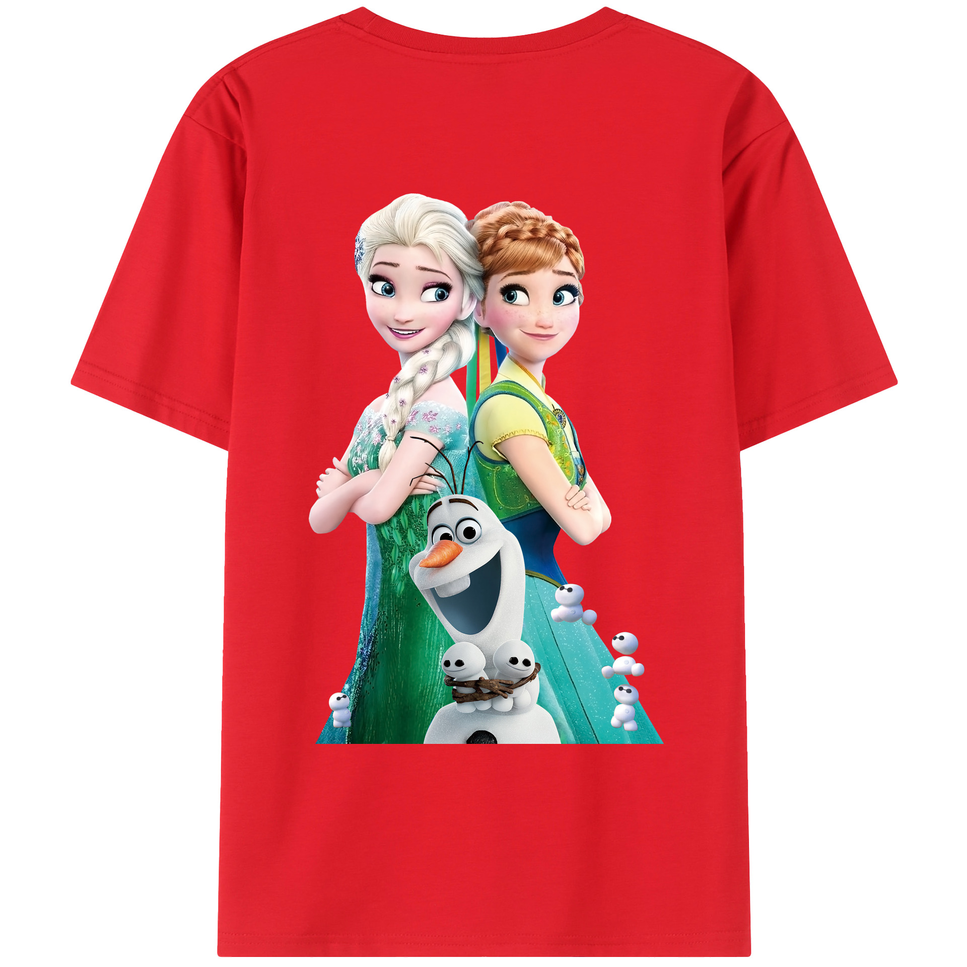 （画像用） アナと雪の女王 アンナ エルサ Frozen Anna Elsa 綿100％ メンズ半袖Tシャツ（バックプリント） 通気性