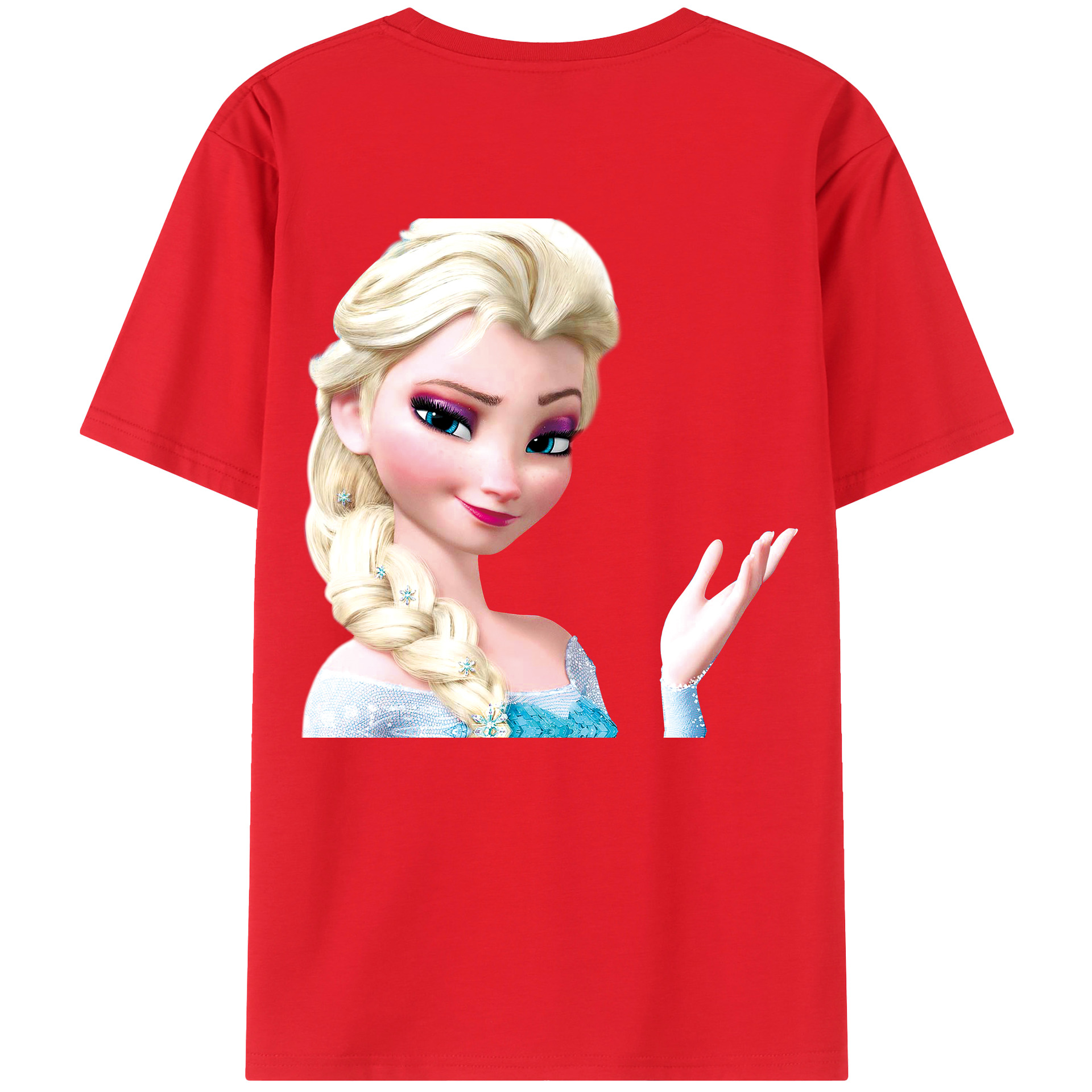 （画像用） アナと雪の女王 アンナ エルサ Frozen Anna Elsa 綿100％ メンズ半袖Tシャツ（バックプリント） 通気性