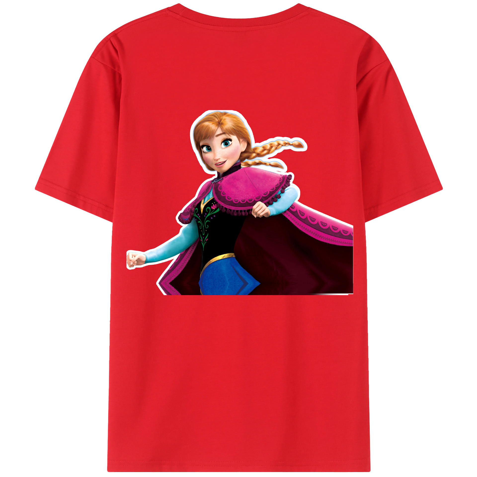 （画像用） アナと雪の女王 アンナ エルサ Frozen Anna Elsa 綿100％ メンズ半袖Tシャツ（バックプリント） 通気性