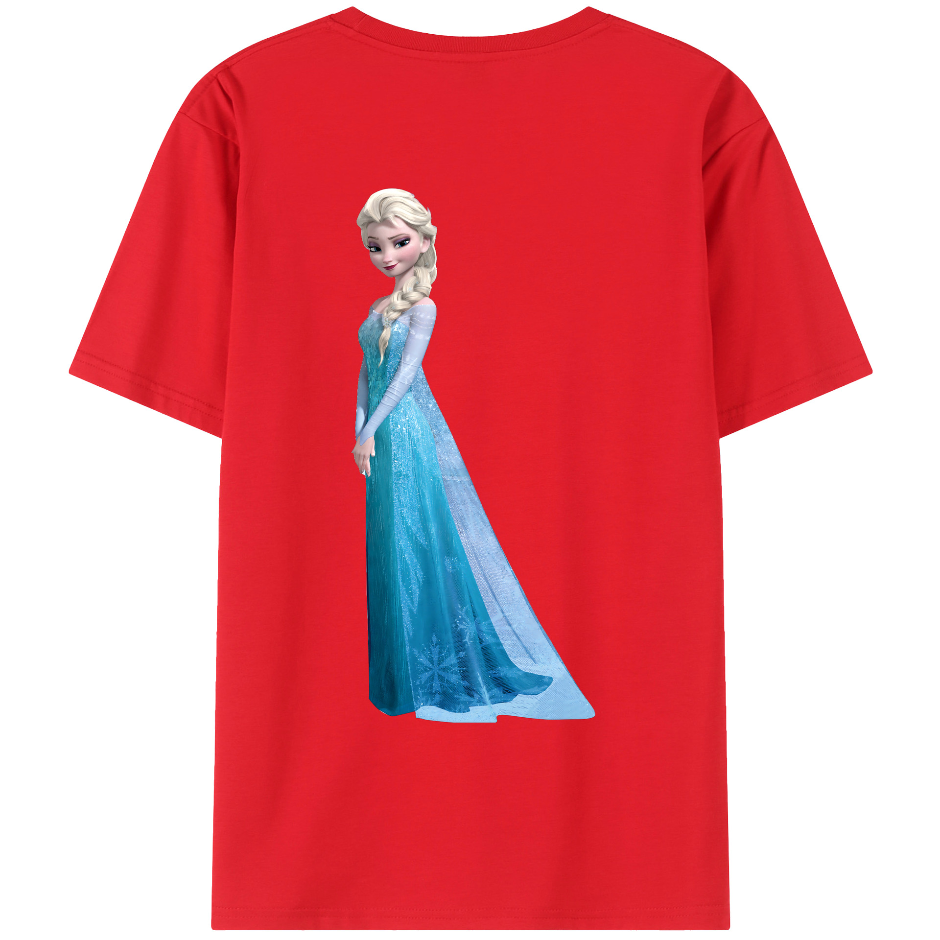 （画像用） アナと雪の女王 アンナ エルサ Frozen Anna Elsa 綿100％ メンズ半袖Tシャツ（バックプリント） 通気性