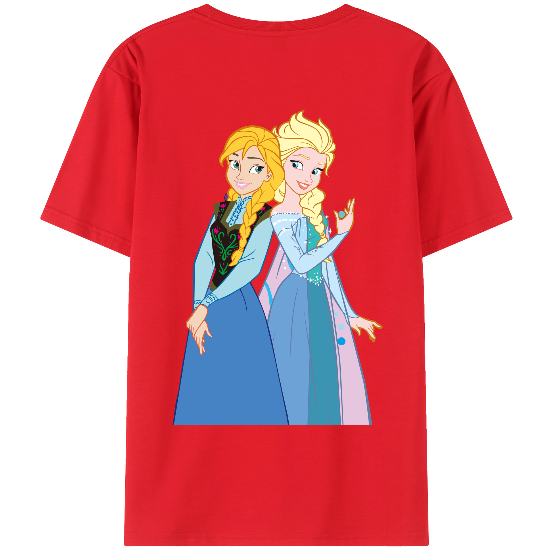 （画像用） アナと雪の女王 アンナ エルサ Frozen Anna Elsa 綿100％ メンズ半袖Tシャツ（バックプリント） 通気性