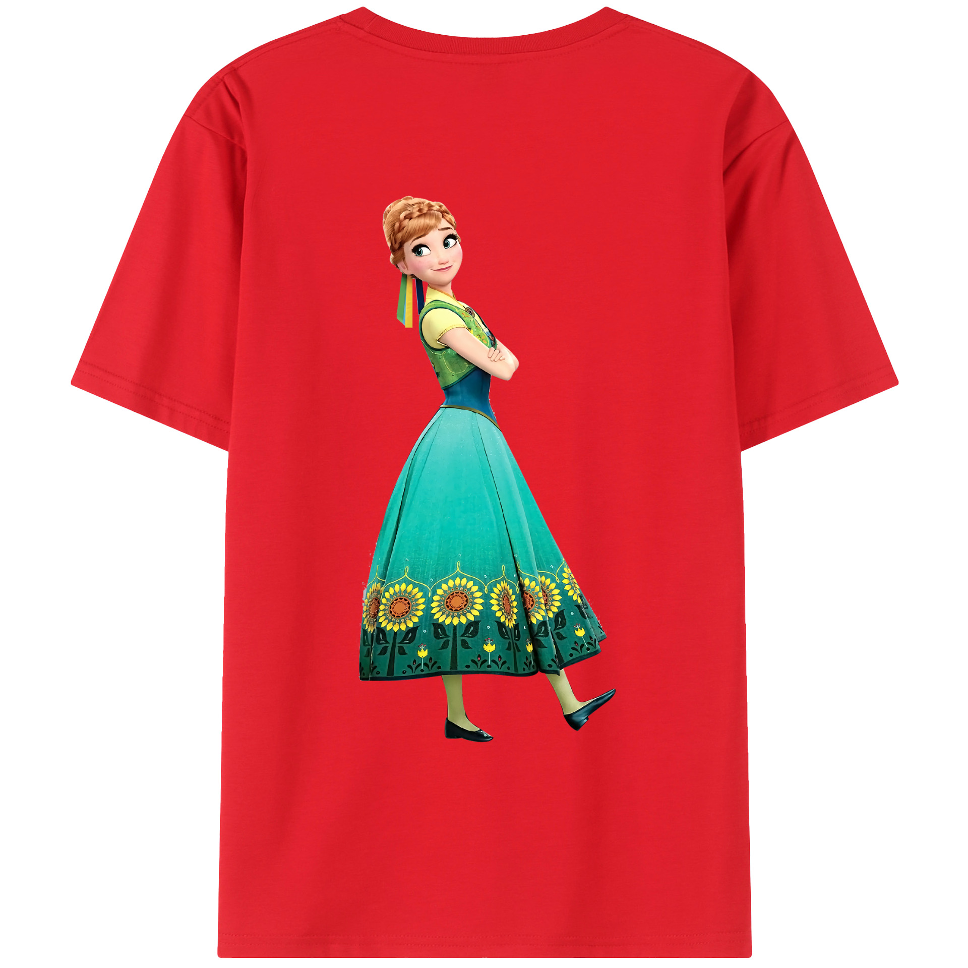（画像用） アナと雪の女王 アンナ エルサ Frozen Anna Elsa 綿100％ メンズ半袖Tシャツ（バックプリント） 通気性