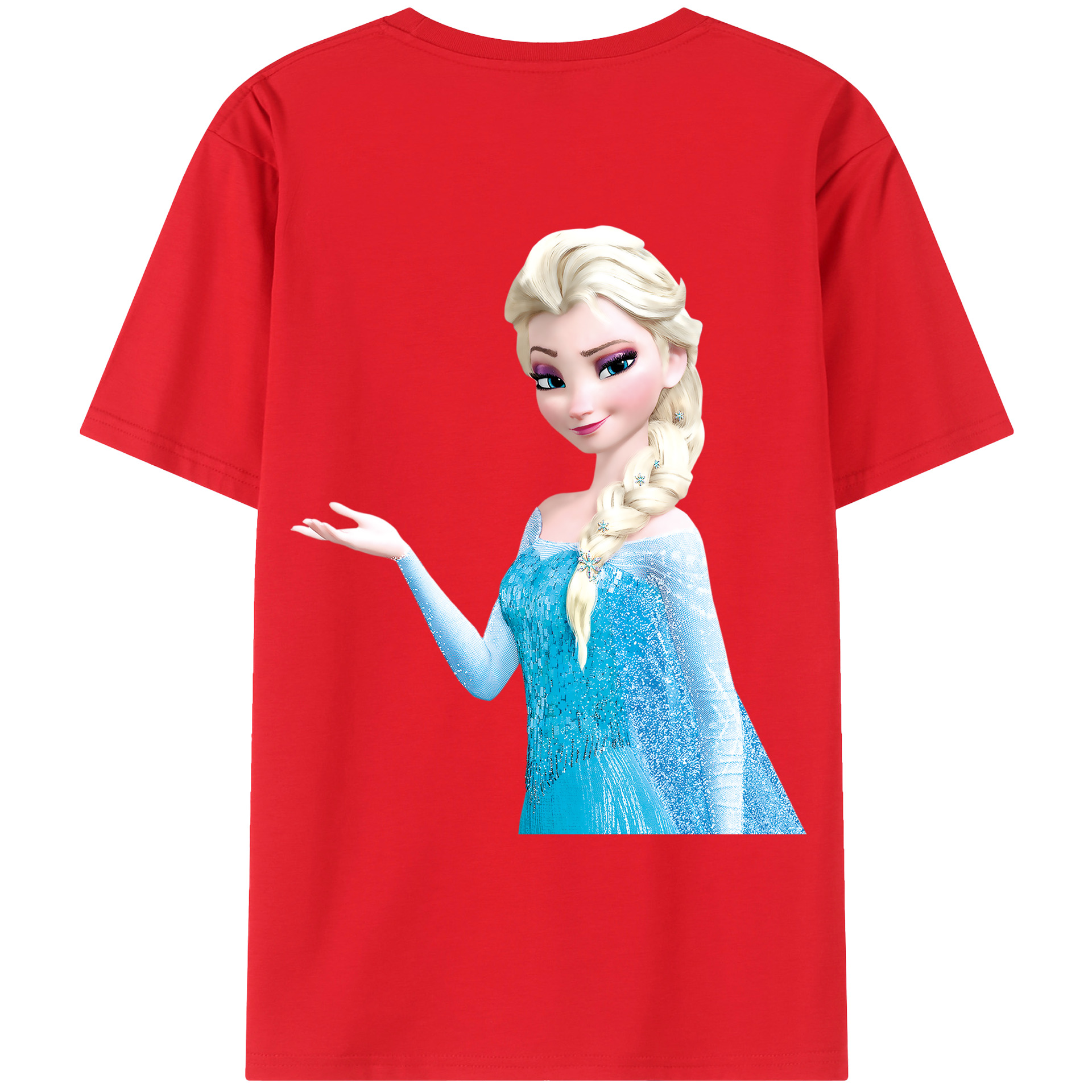 （画像用） アナと雪の女王 アンナ エルサ Frozen Anna Elsa 綿100％ メンズ半袖Tシャツ（バックプリント） 通気性