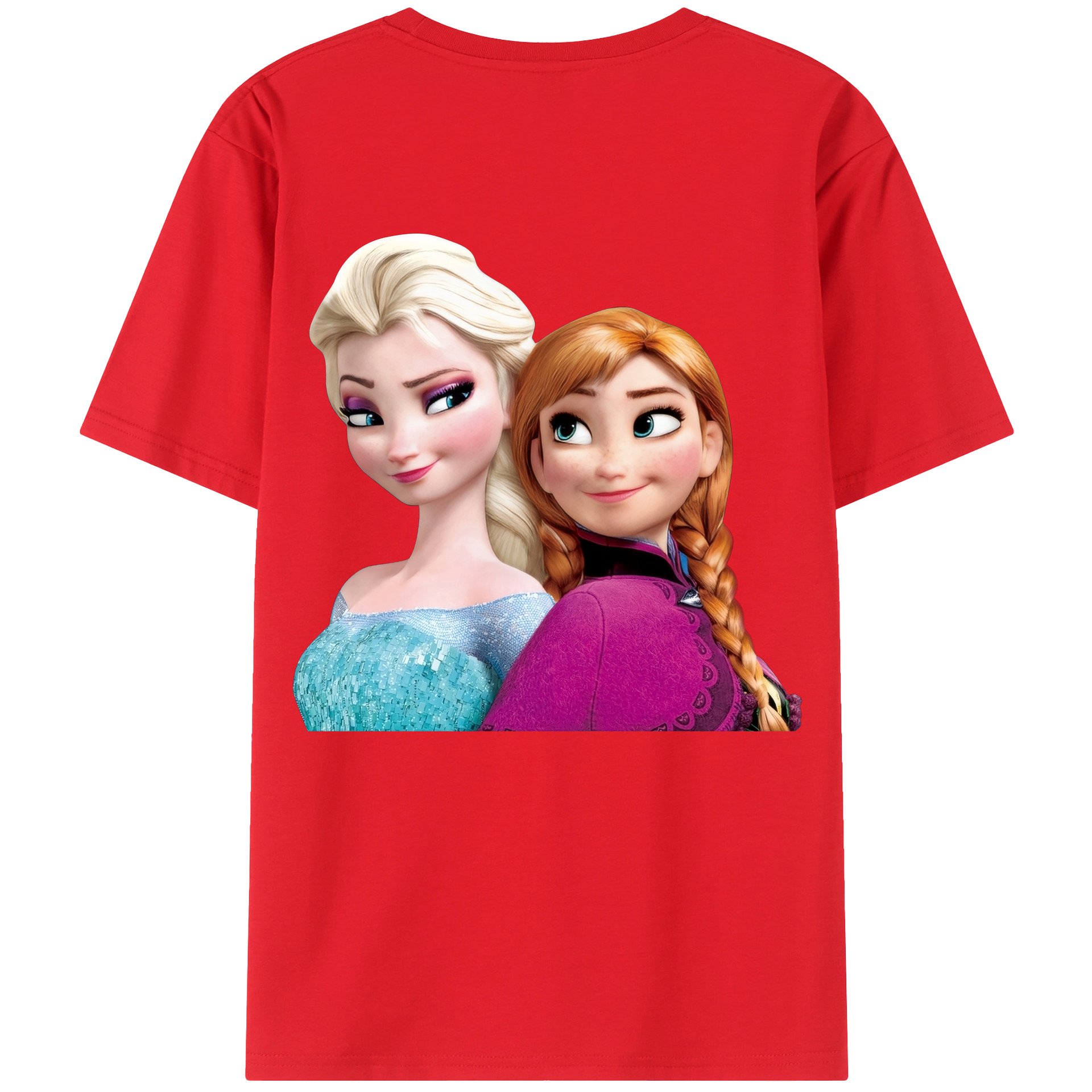 （画像用） アナと雪の女王 アンナ エルサ Frozen Anna Elsa 綿100％ メンズ半袖Tシャツ（バックプリント） 通気性