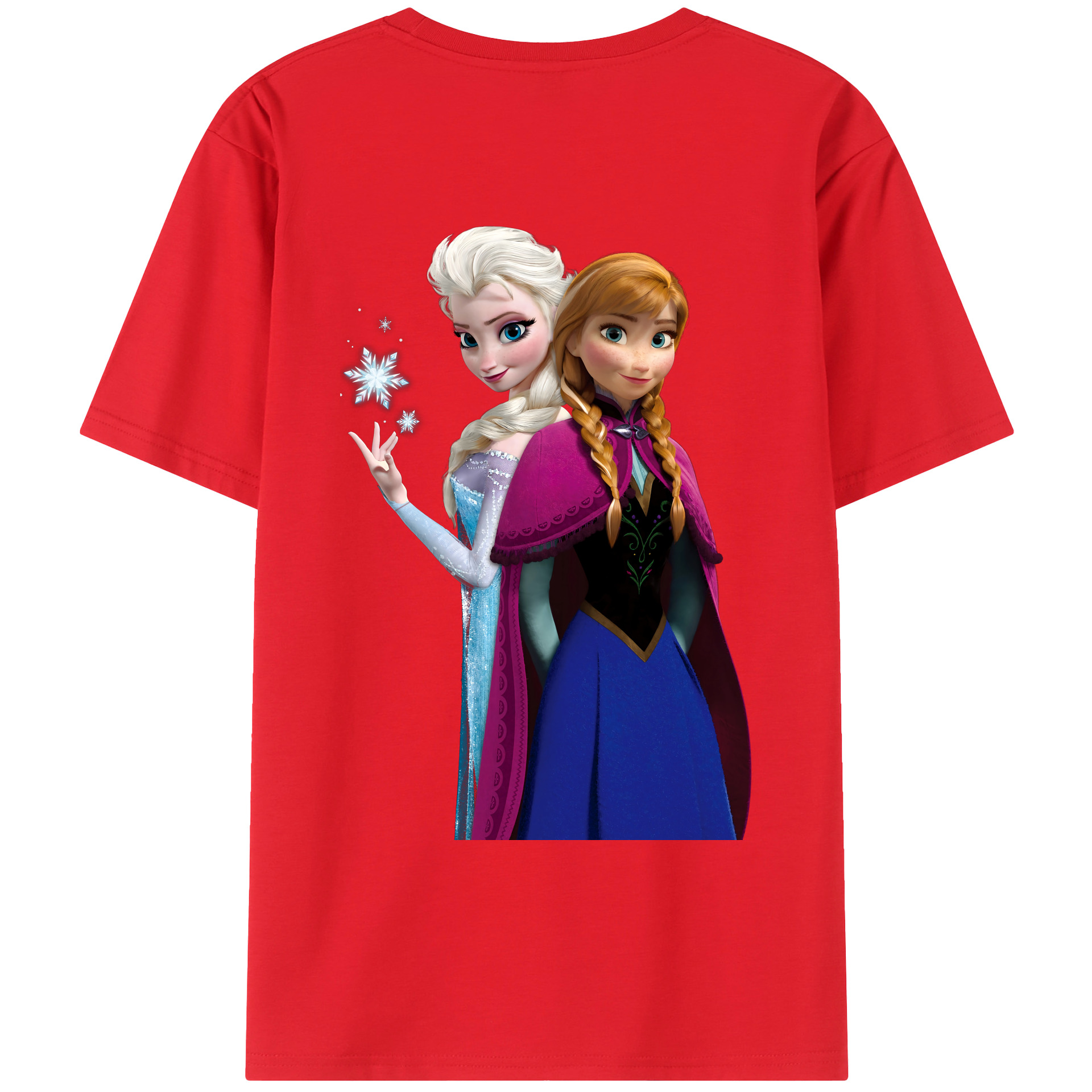 （画像用） アナと雪の女王 アンナ エルサ Frozen Anna Elsa 綿100％ メンズ半袖Tシャツ（バックプリント） 通気性