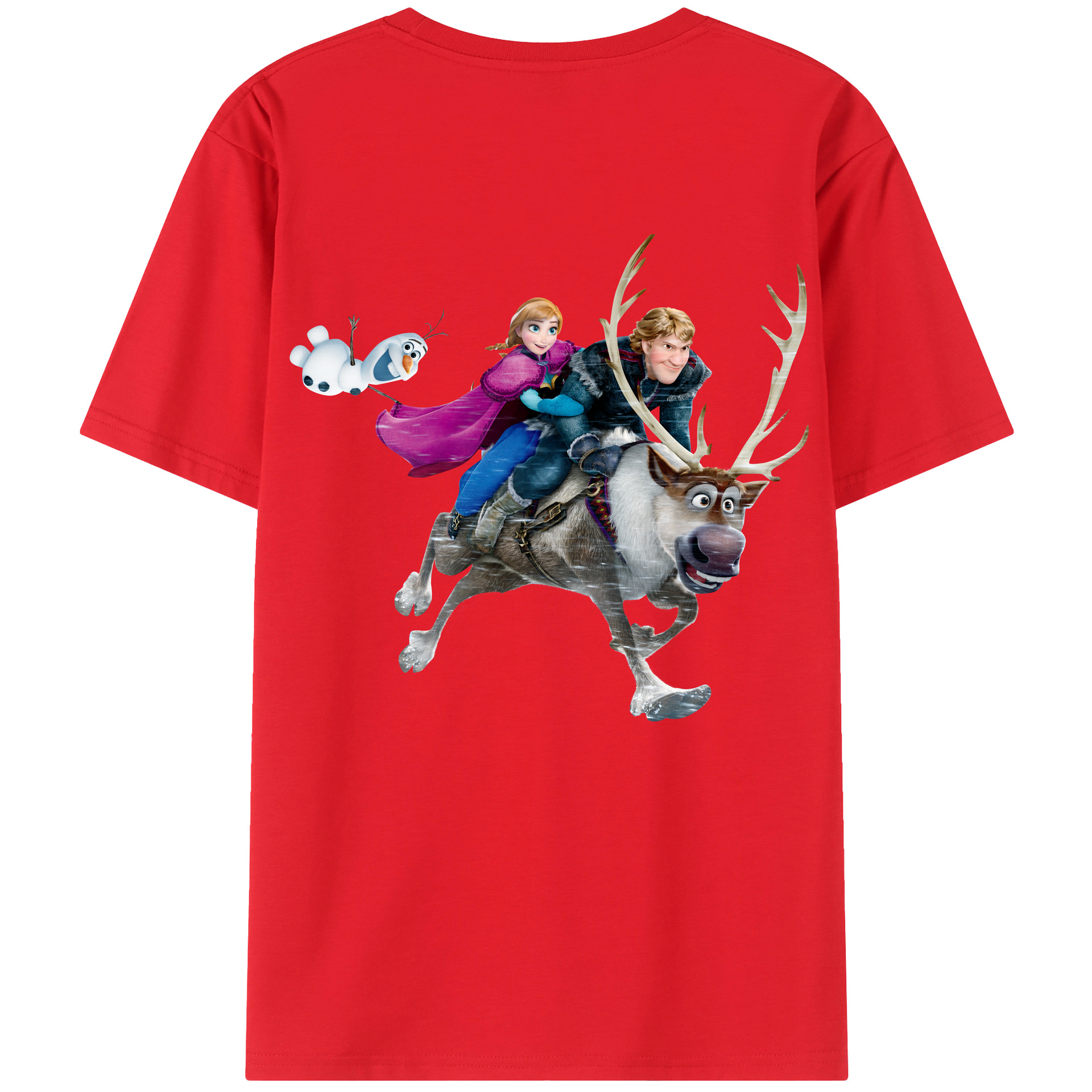 （画像用） アナと雪の女王 アンナ エルサ Frozen Anna Elsa 綿100％ メンズ半袖Tシャツ（バックプリント） 通気性