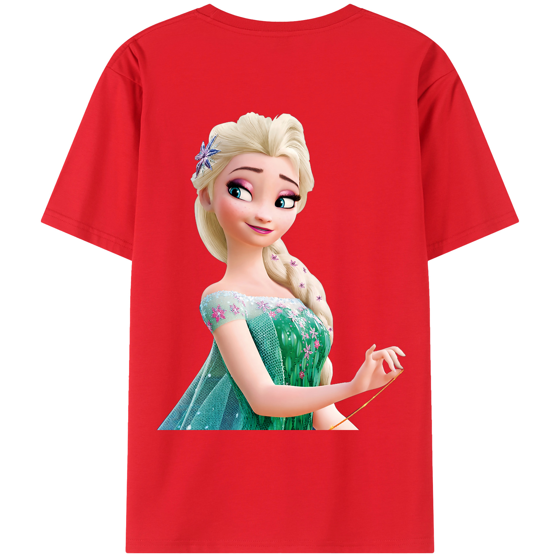 （画像用） アナと雪の女王 アンナ エルサ Frozen Anna Elsa 綿100％ メンズ半袖Tシャツ（バックプリント） 通気性