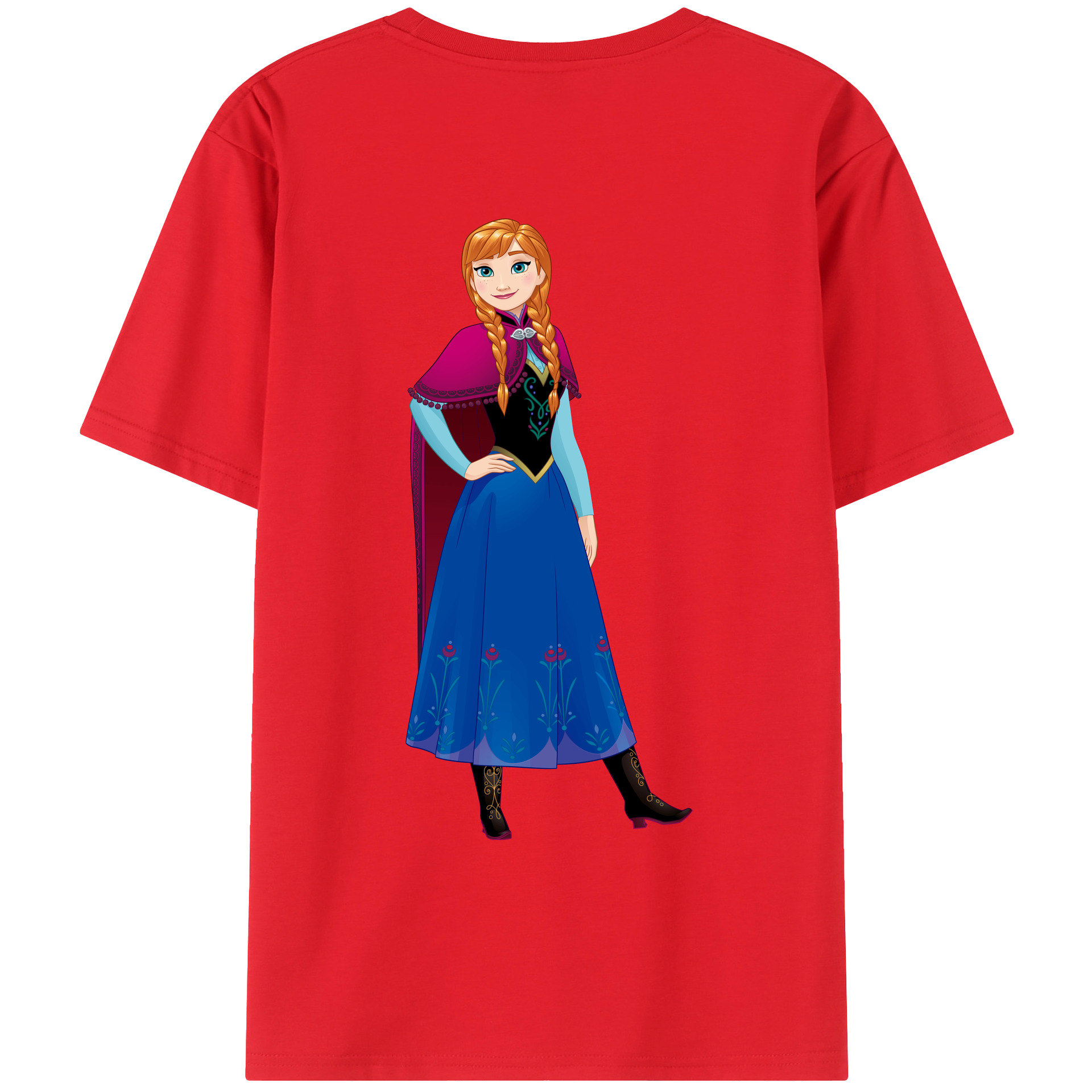 （画像用） アナと雪の女王 アンナ エルサ Frozen Anna Elsa 綿100％ メンズ半袖Tシャツ（バックプリント） 通気性