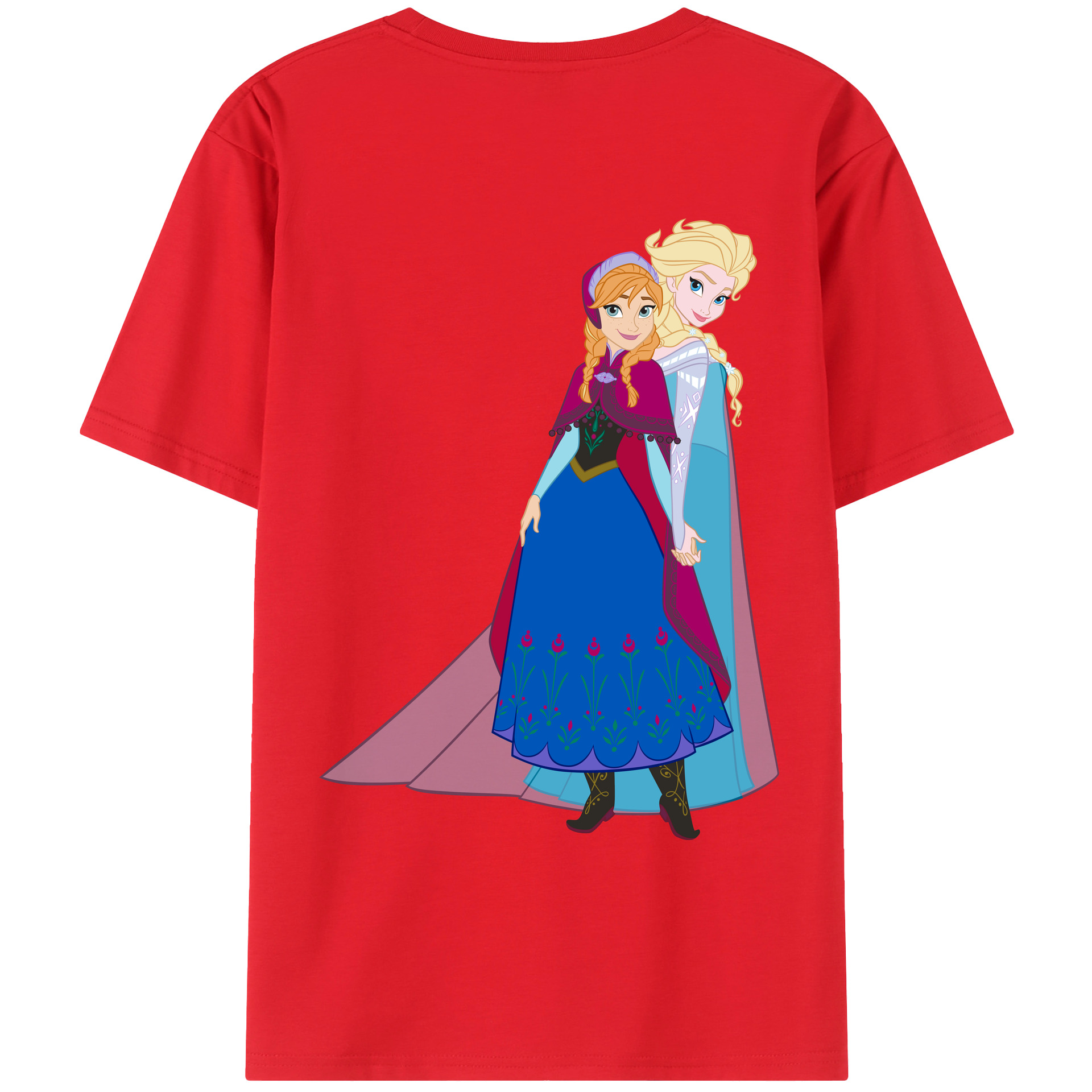 （画像用） アナと雪の女王 アンナ エルサ Frozen Anna Elsa 綿100％ メンズ半袖Tシャツ（バックプリント） 通気性