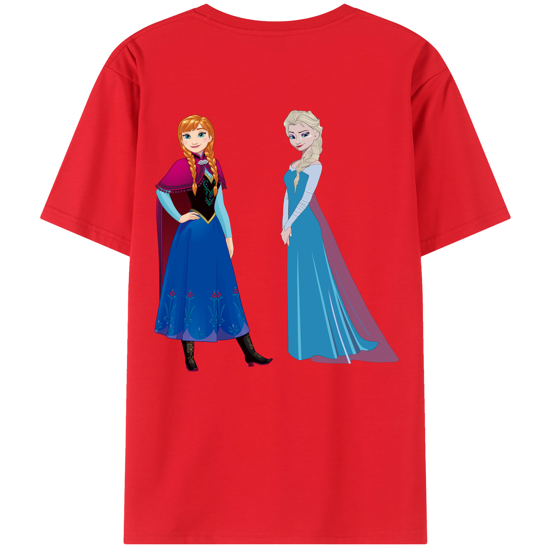 （画像用） アナと雪の女王 アンナ エルサ Frozen Anna Elsa 綿100％ メンズ半袖Tシャツ（バックプリント） 通気性