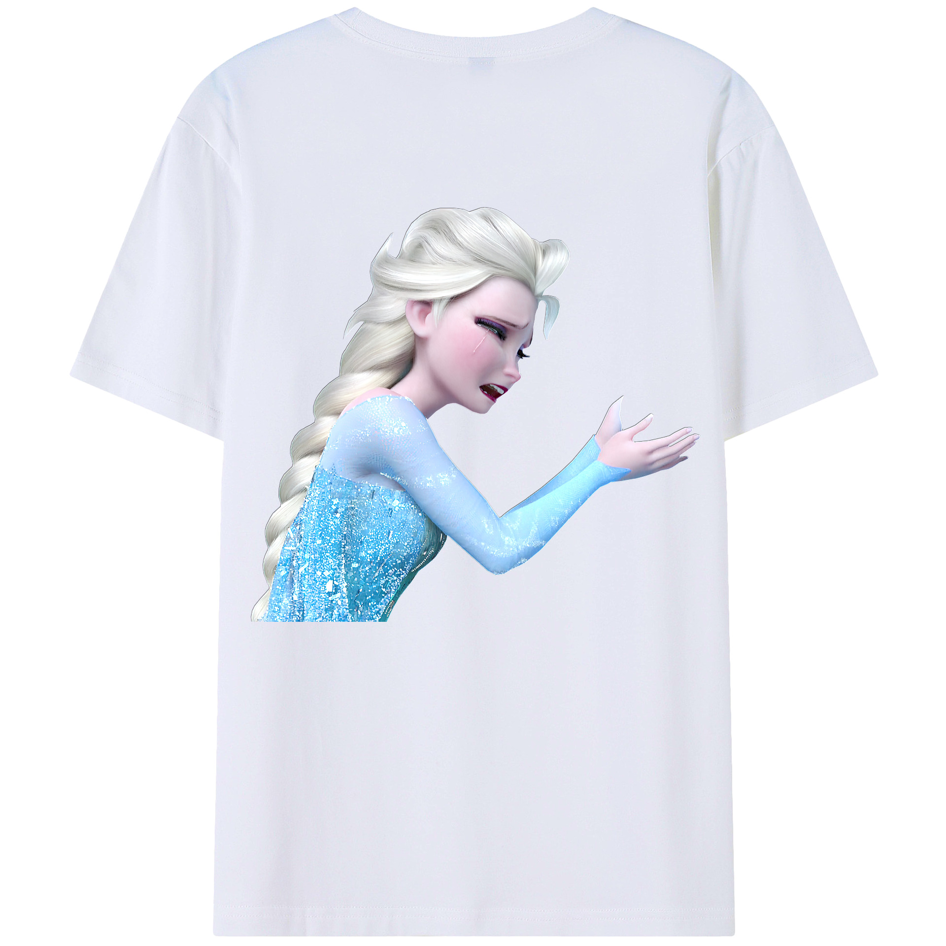 （画像用） アナと雪の女王 アンナ エルサ Frozen Anna Elsa 綿100％ メンズ半袖Tシャツ（バックプリント） 通気性