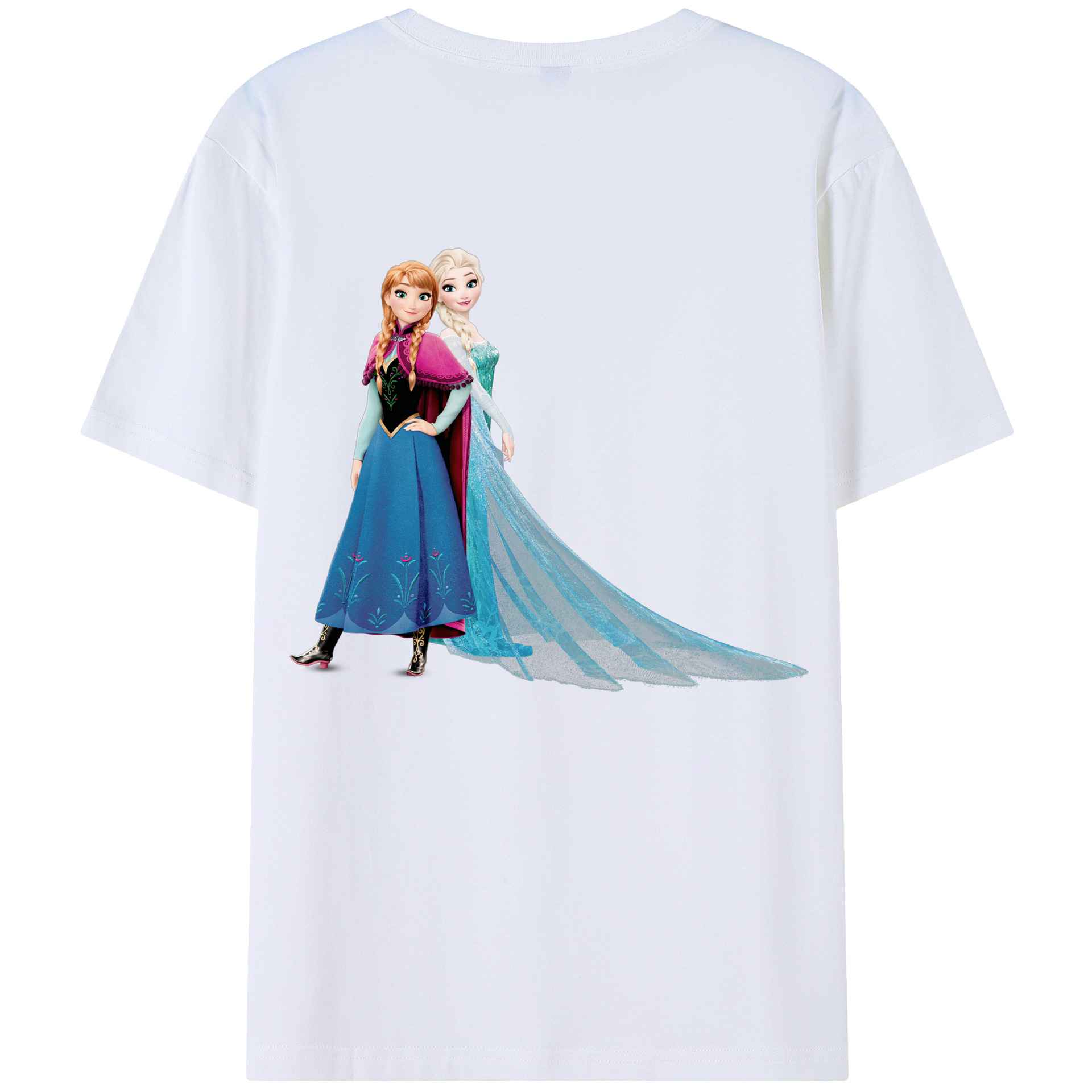 （画像用） アナと雪の女王 アンナ エルサ Frozen Anna Elsa 綿100％ メンズ半袖Tシャツ（バックプリント） 通気性