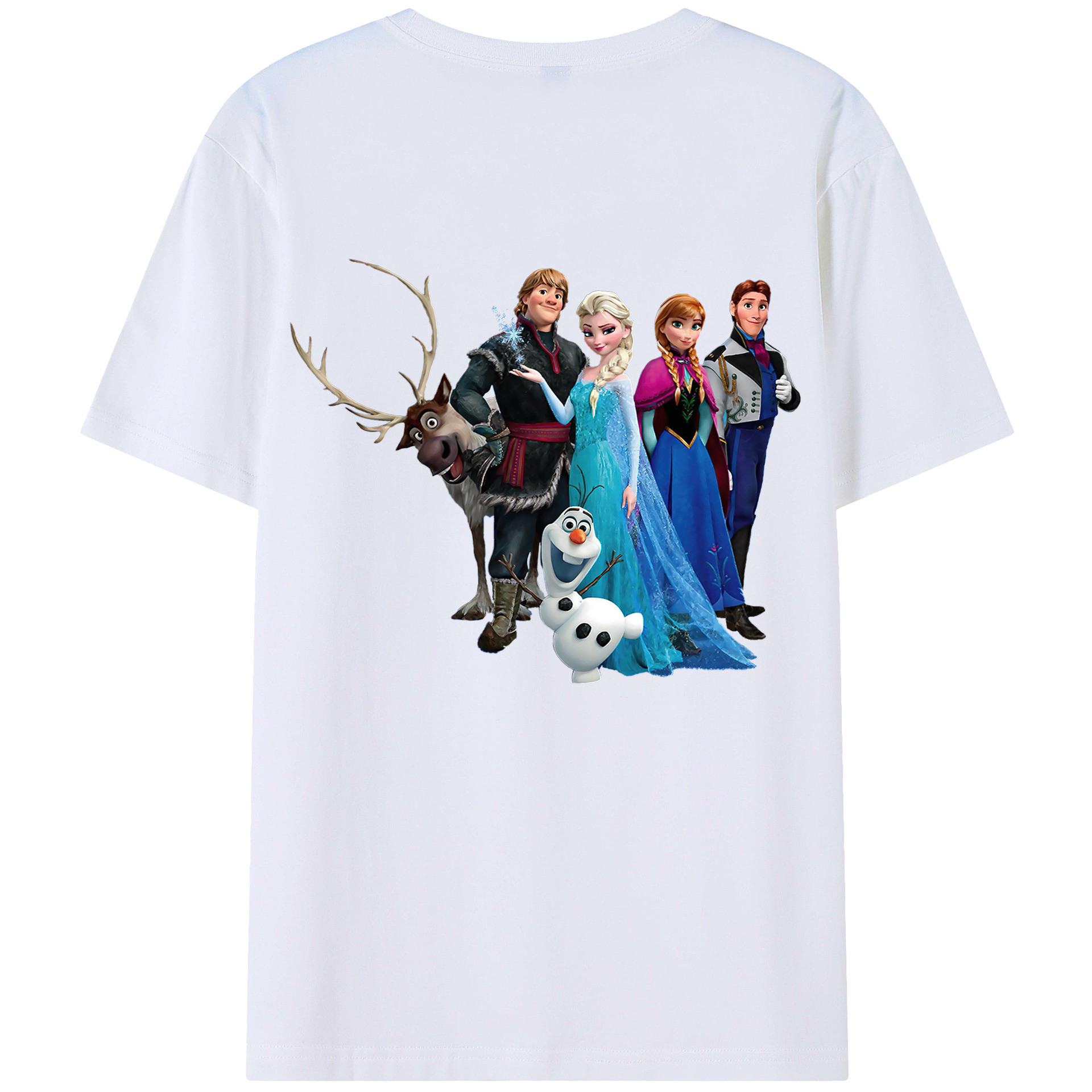 （画像用） アナと雪の女王 アンナ エルサ Frozen Anna Elsa 綿100％ メンズ半袖Tシャツ（バックプリント） 通気性