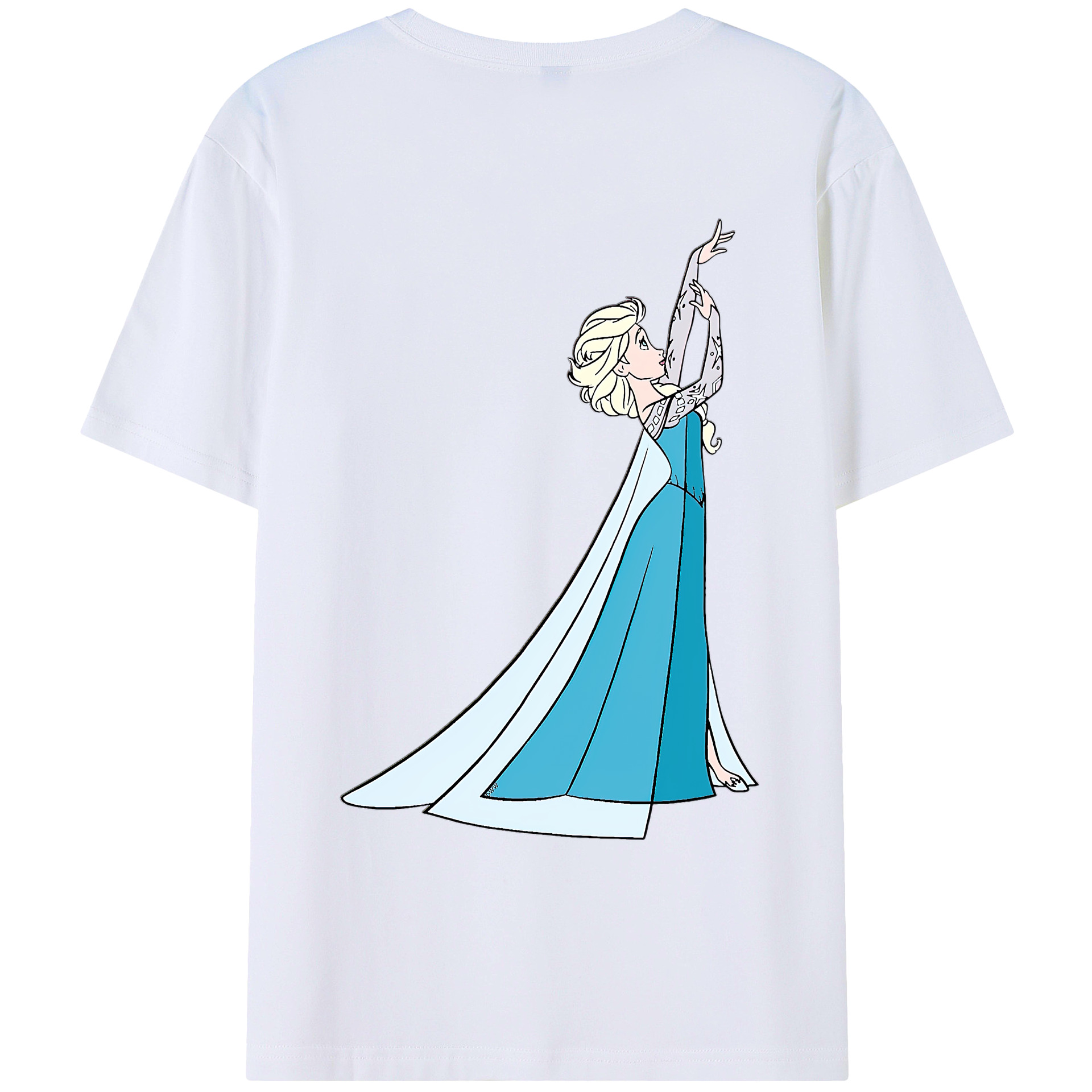 （画像用） アナと雪の女王 アンナ エルサ Frozen Anna Elsa 綿100％ メンズ半袖Tシャツ（バックプリント） 通気性