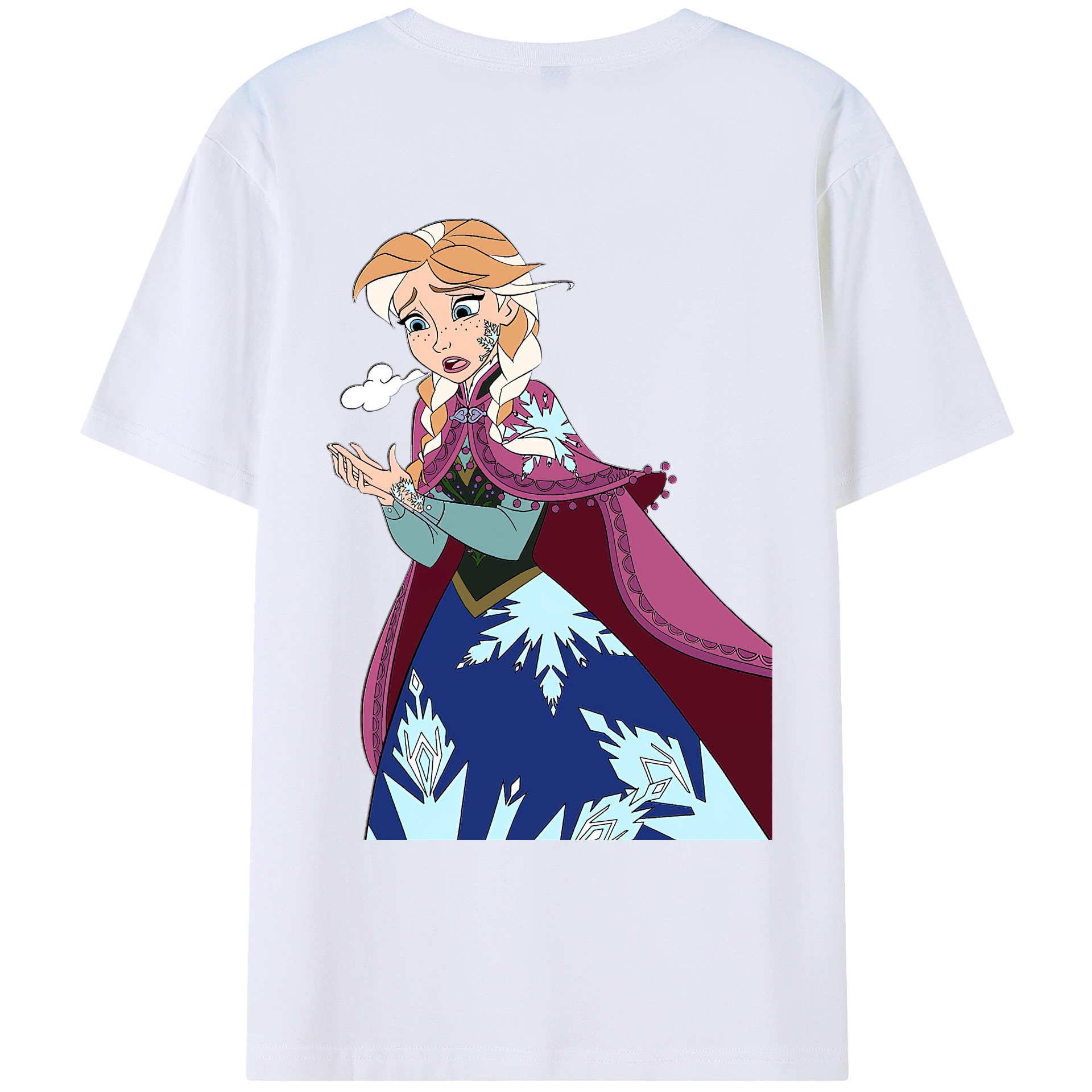 （画像用） アナと雪の女王 アンナ エルサ Frozen Anna Elsa 綿100％ メンズ半袖Tシャツ（バックプリント） 通気性