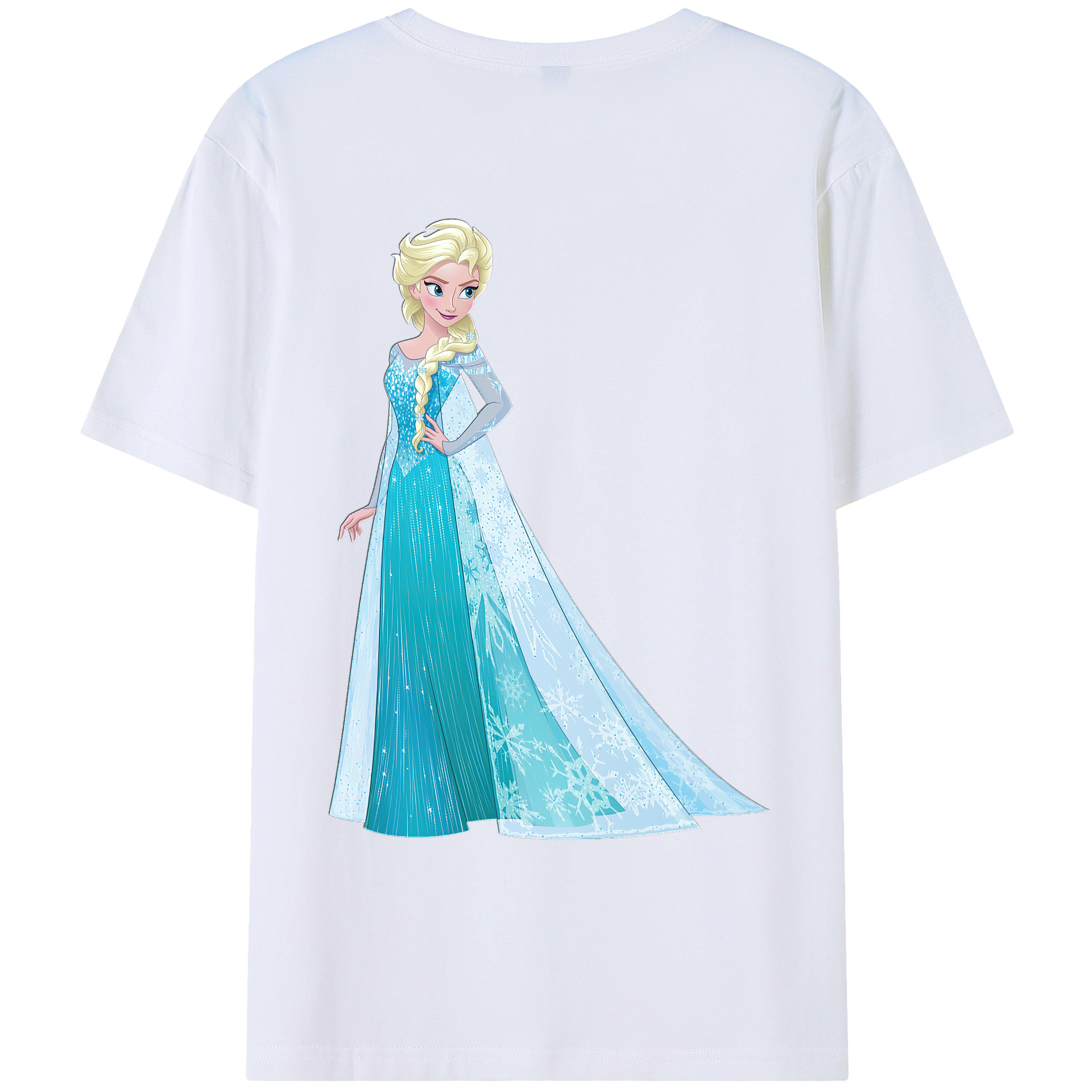 （画像用） アナと雪の女王 アンナ エルサ Frozen Anna Elsa 綿100％ メンズ半袖Tシャツ（バックプリント） 通気性
